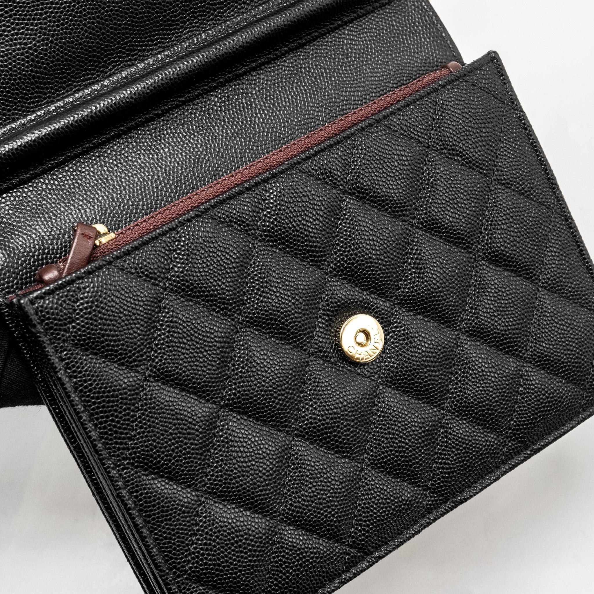 CHANEL QUILTED WALLET ON CHAIN CAVIAR BLACK GHW