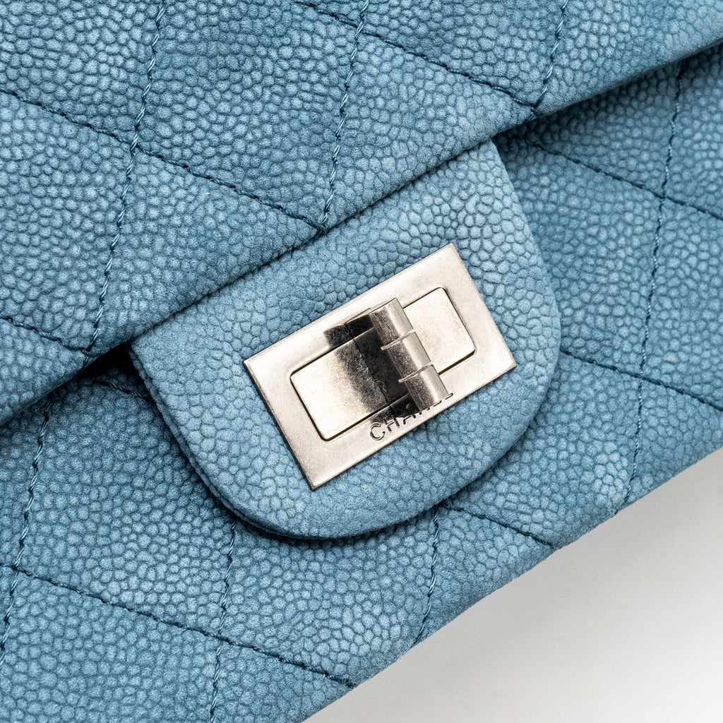 CHANEL MAXI 2.55 REISSUE FLAP BAG CAVIAR BLUE RUTHENIUM HARDWARE