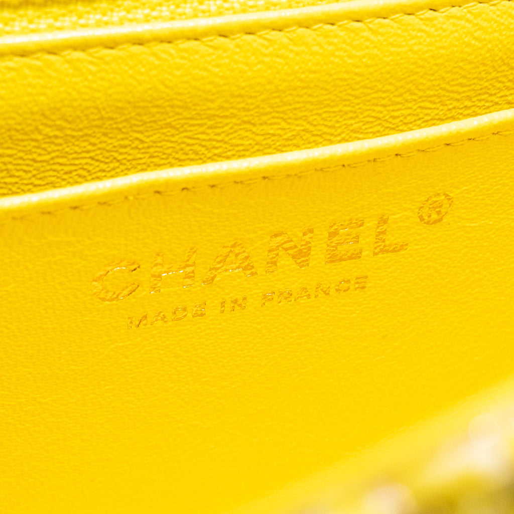 CHANEL MINI 2.55 REISSUE FLAP BAG TWEED YELLOW GHW
