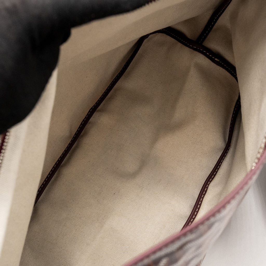 GOYARD BOHEME HOBO BAG GOYARDINE CANVAS/CALFSKIN BURGUNDY SHW