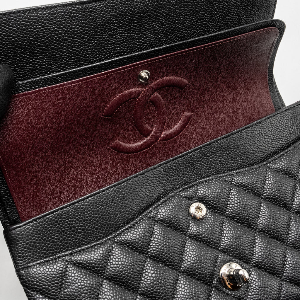 CHANEL MEDIUM CLASSIC DOUBLE FLAP BAG CAVIAR BLACK SHW