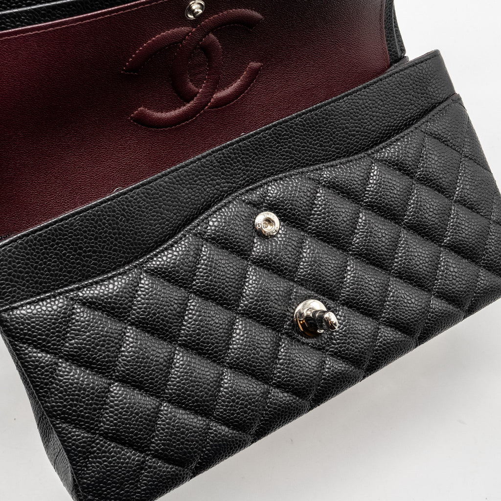 CHANEL MEDIUM CLASSIC DOUBLE FLAP BAG CAVIAR BLACK SHW
