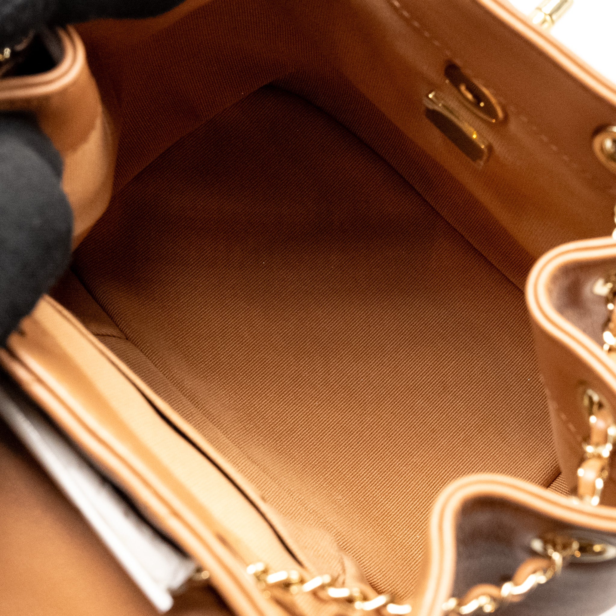CHANEL 24P MINI DUMA BACKPACK CALFSKIN CARAMEL LGHW (MICROCHIP)