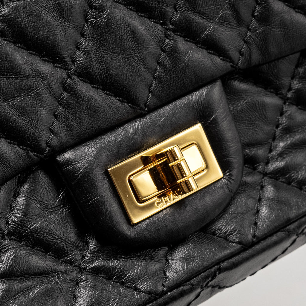 CHANEL MINI 2.55 REISSUE AGED CALFSKIN BLACK GHW