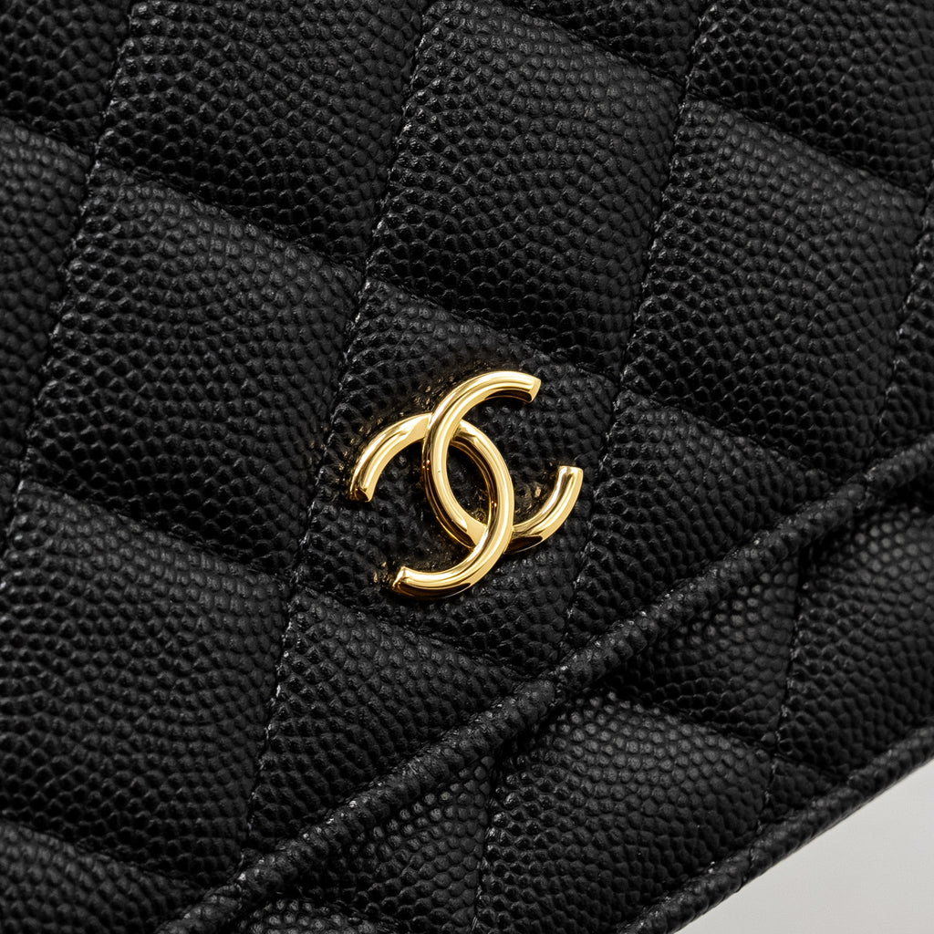 CHANEL COCO CASINO WALLET ON CHAIN CAVIAR BLACK GHW (MICROCHIP)