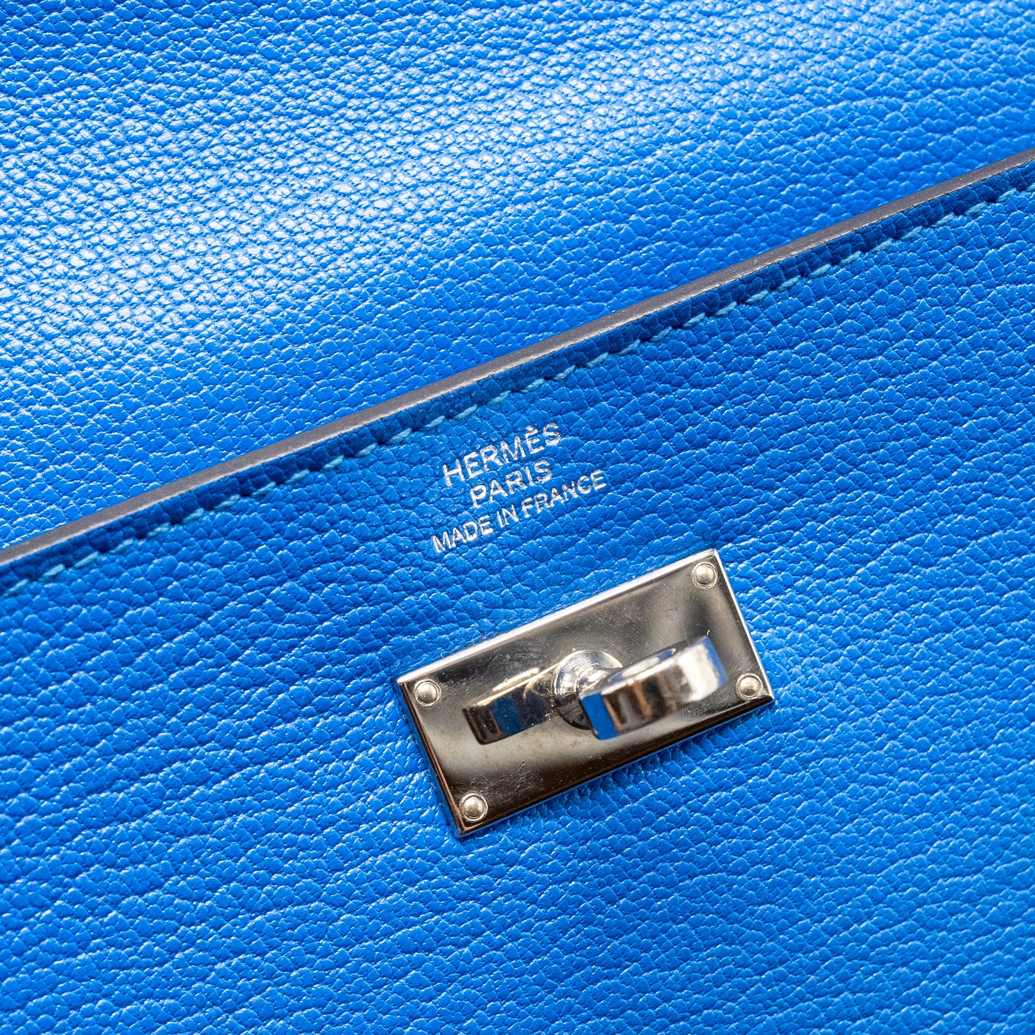 HERMES KELLY LONG WALLET CHÈVRE MYSORE BLUE HYDRA SHW