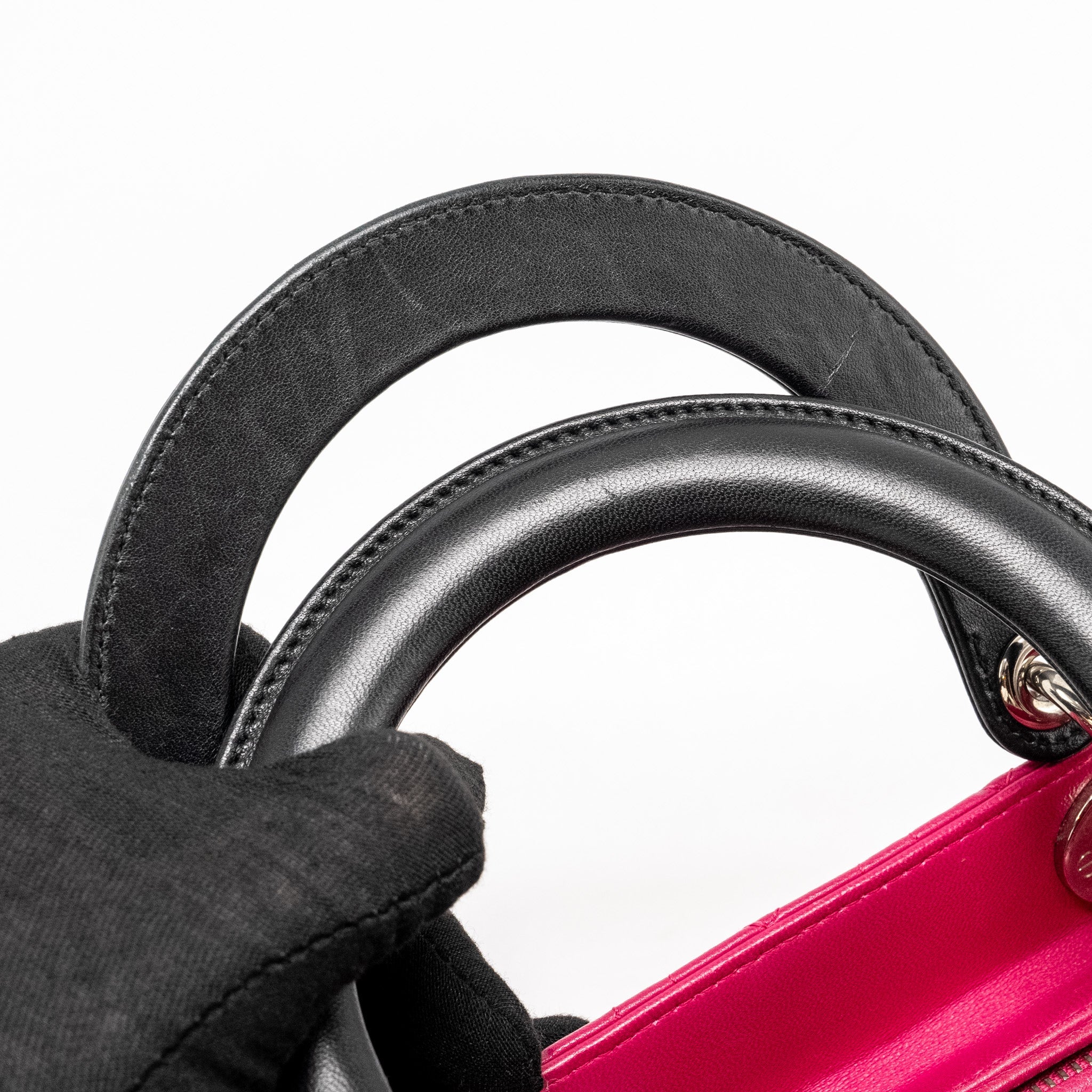 DIOR MEDIUM LADY DIOR LAMBSKIN PINK / MULTICOLOUR SHW