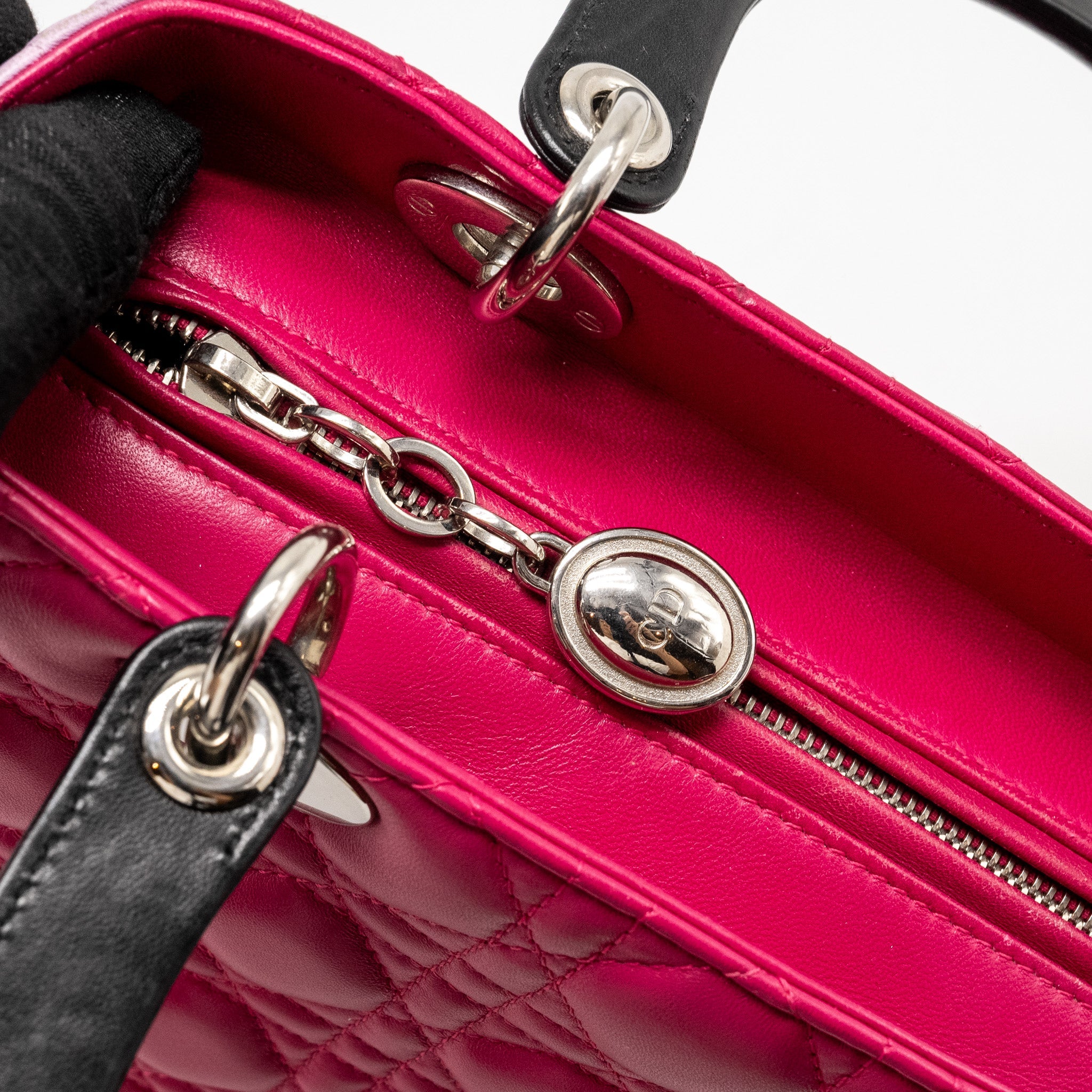 DIOR MEDIUM LADY DIOR LAMBSKIN PINK / MULTICOLOUR SHW