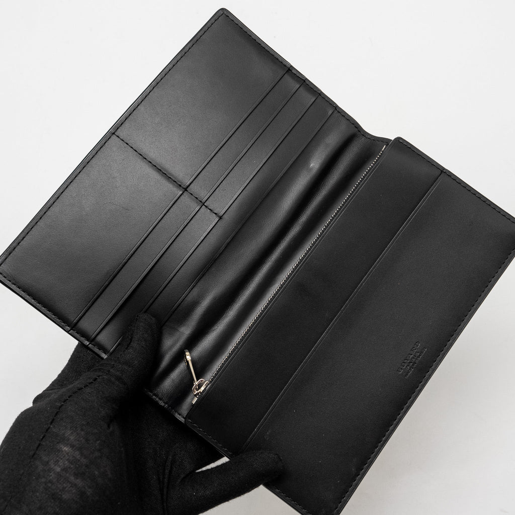 GOYARD SAINT ROCH LONG WALLET GOYARDINE CANVAS / CALFSKIN BLACK SHW