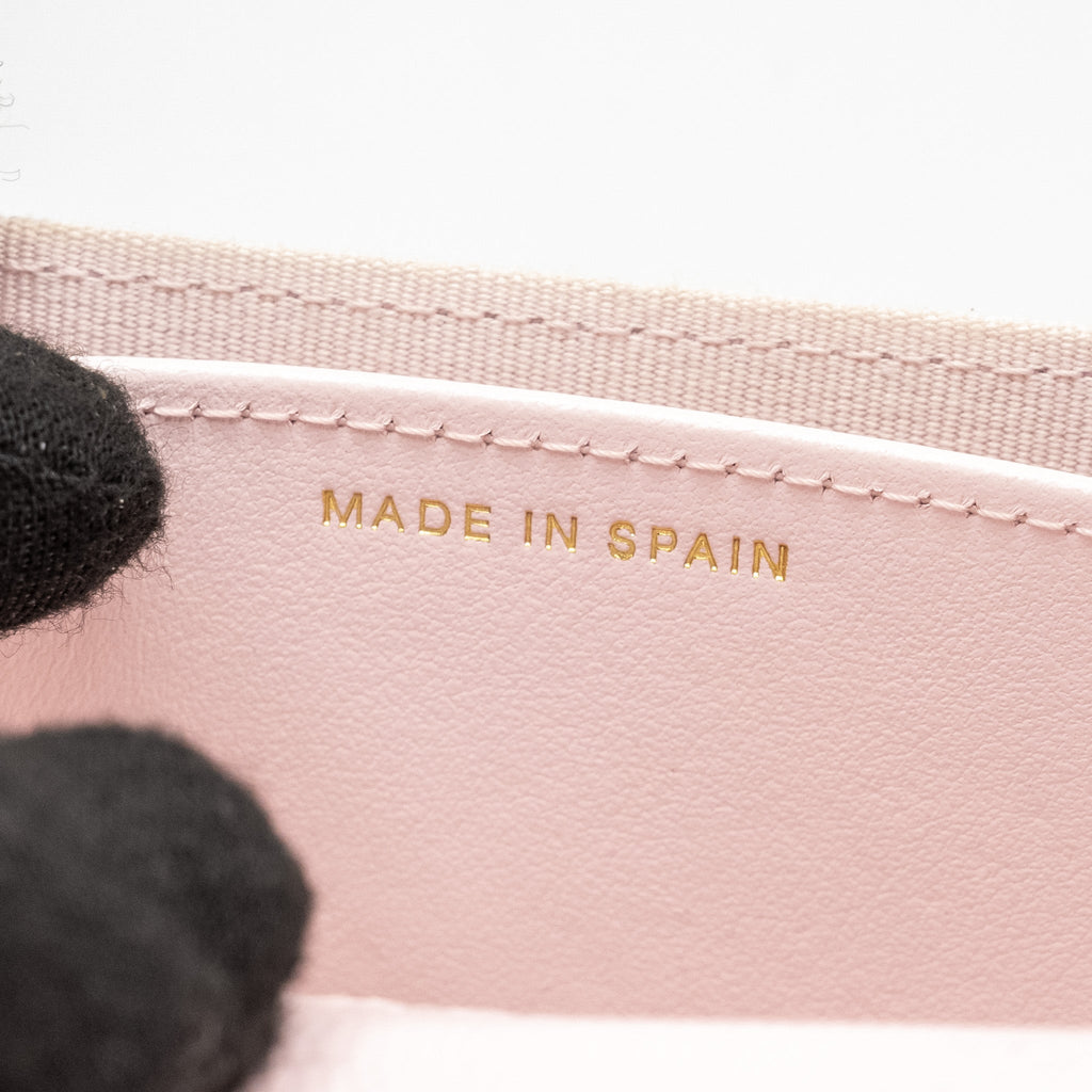 CHANEL MINI CARD HOLDER WITH CHAIN CAVIAR PINK GHW