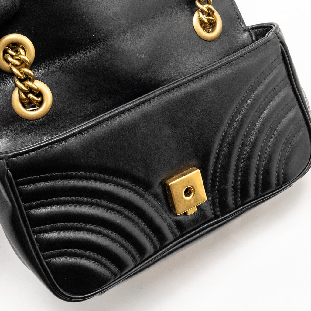 GUCCI MINI GG MARMONT SHOULDER BAG CALFSKIN BLACK GHW