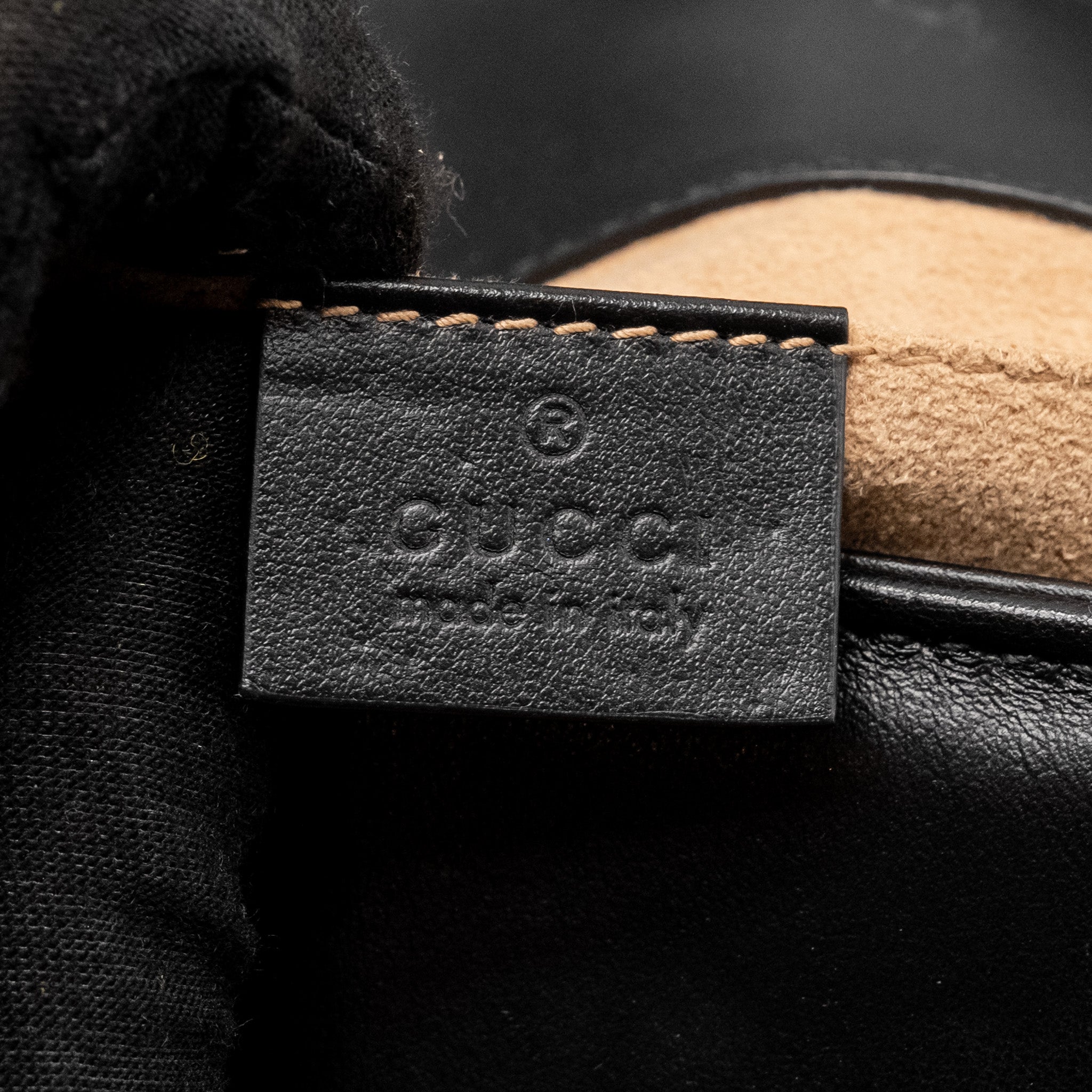GUCCI MINI GG MARMONT SHOULDER BAG CALFSKIN BLACK GHW