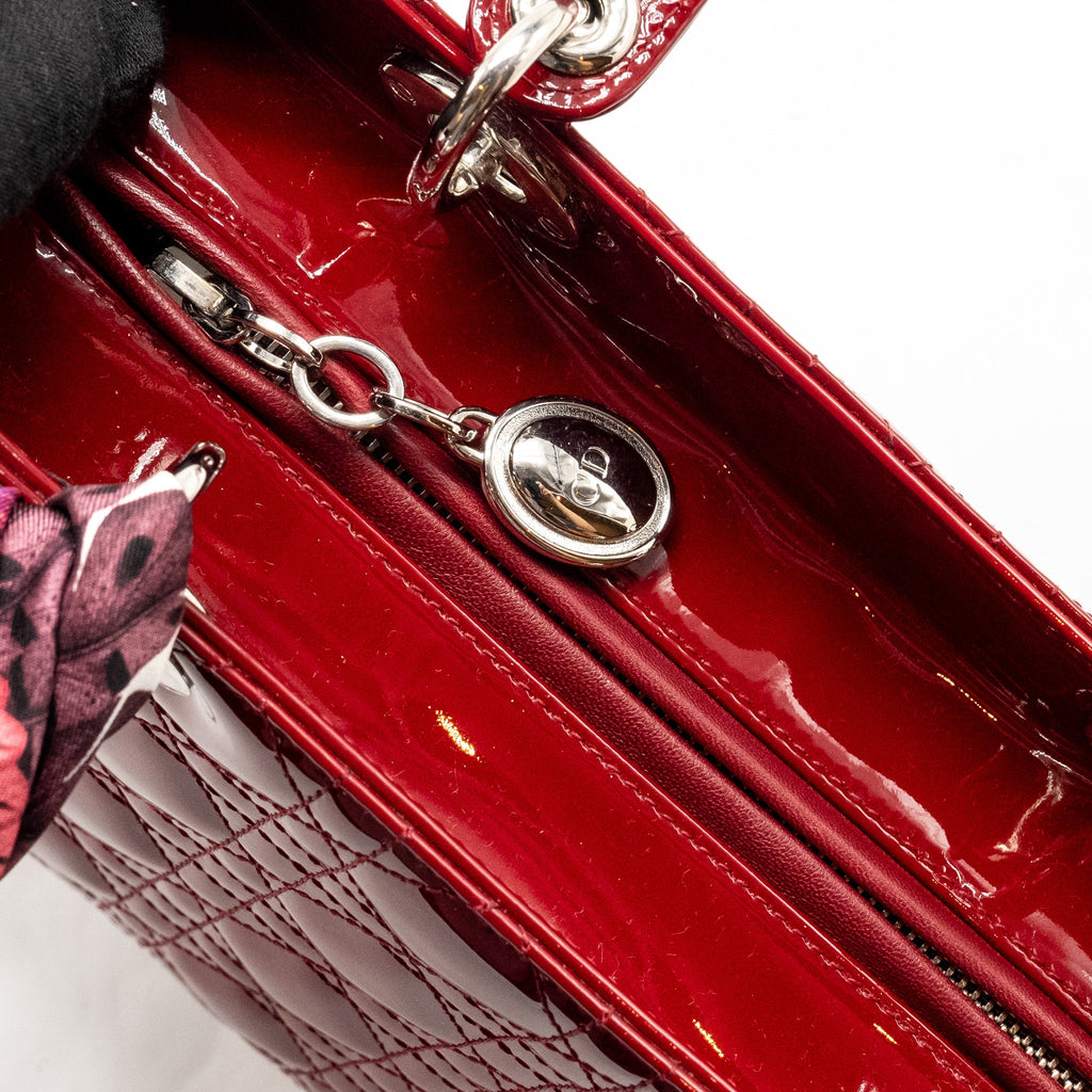 DIOR MEDIUM LADYDIOR PATENT DARK RED SHW