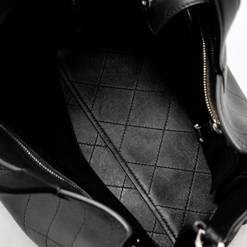 CHANEL HAMPTON TOTE BAG LAMBSKIN BLACK SHW