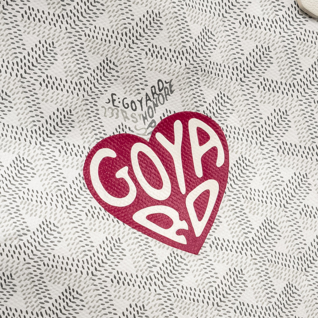GOYARD MINI ANJOU TOTE BAG HEART GOYARDLINE CANVAS/LEATHER WHITE SHW