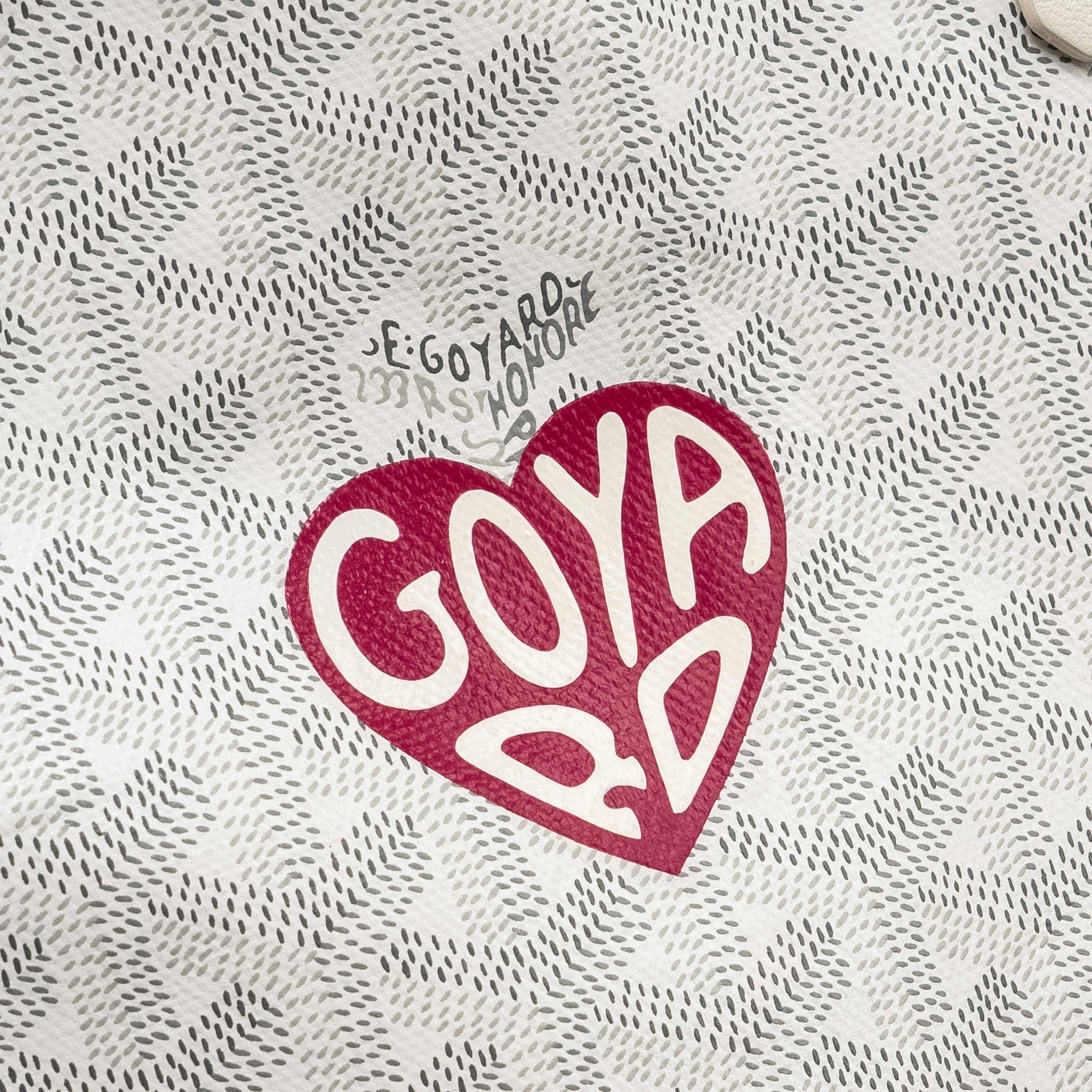 GOYARD MINI ANJOU TOTE BAG HEART GOYARDLINE CANVAS/LEATHER WHITE SHW