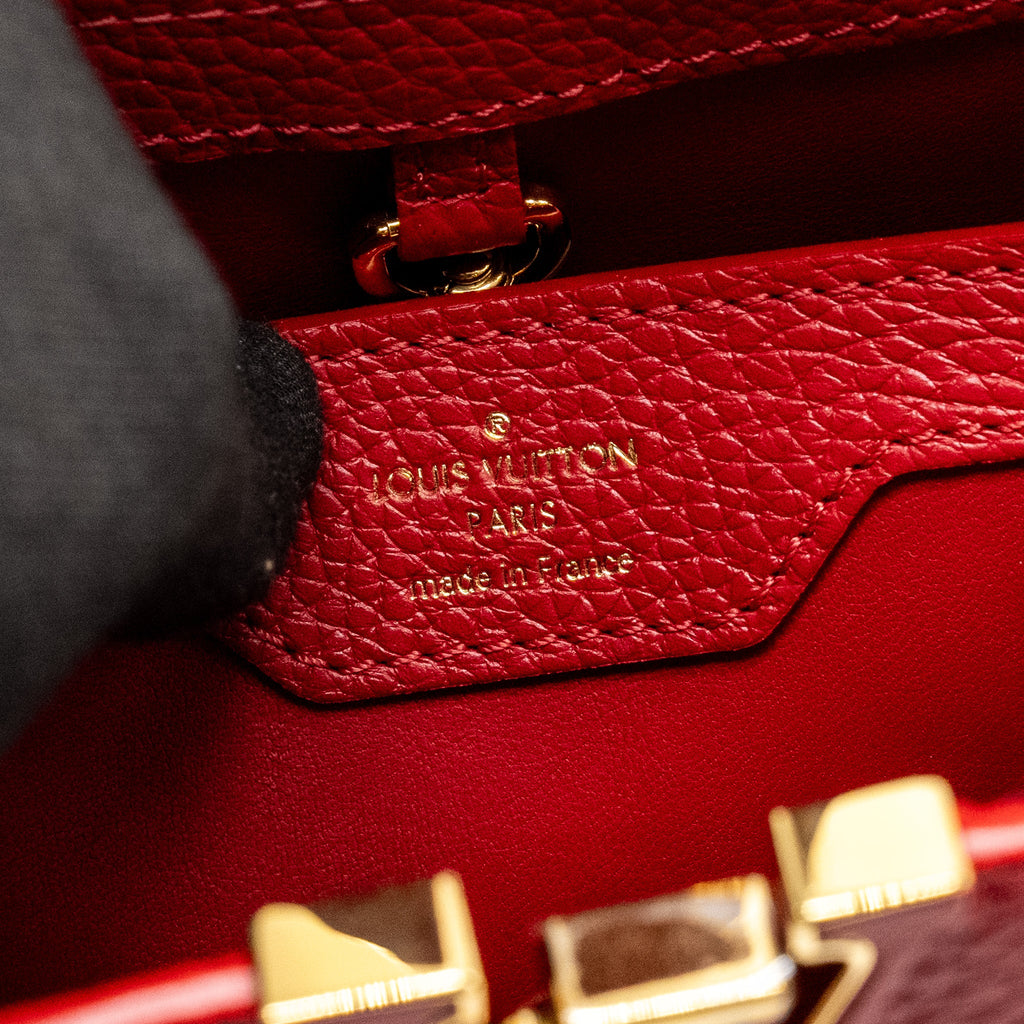 LOUIS VUITTON CAPUCINE BB WITH PYTHON HANDLE TAURILLON RED GHW