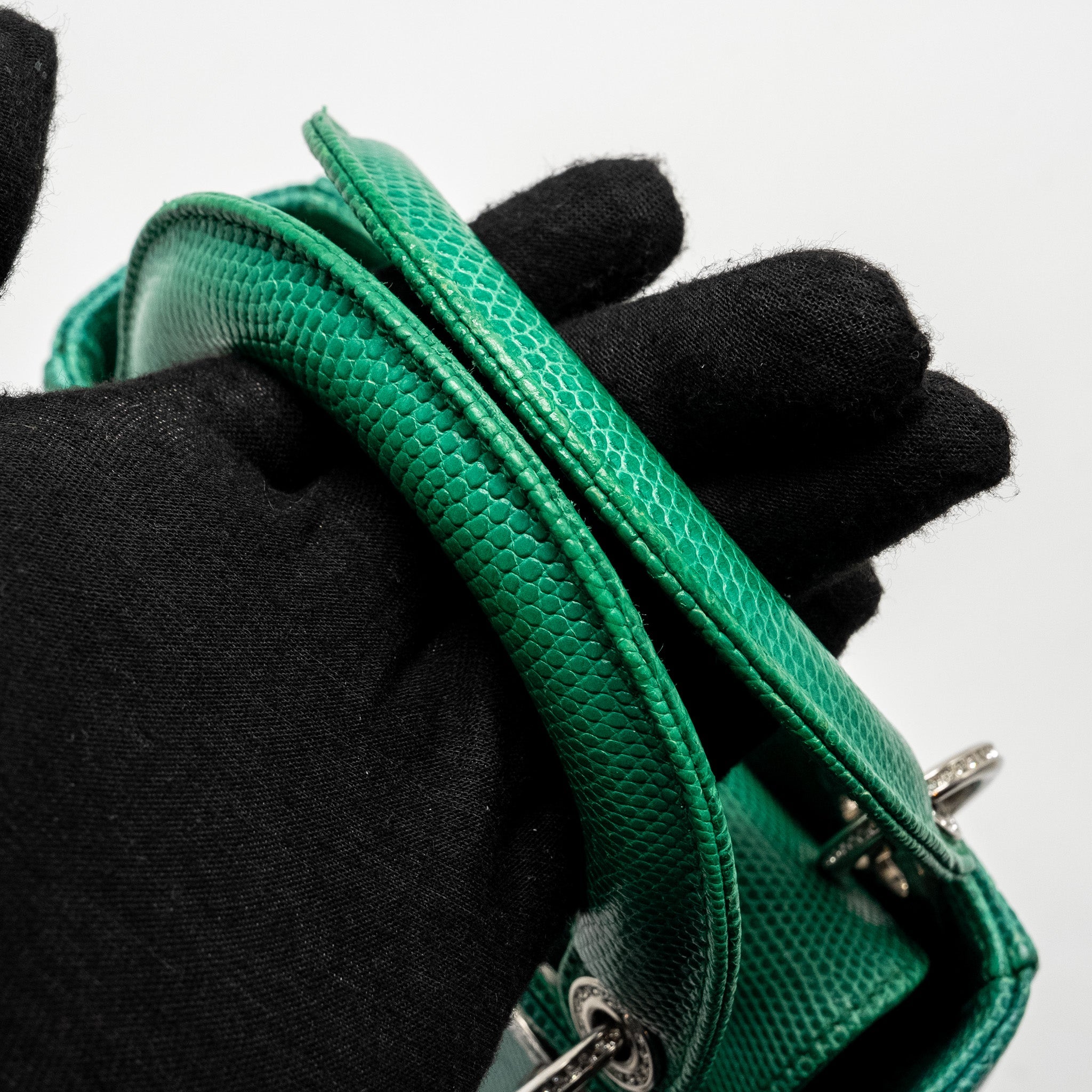 DIOR MINI LADY DIOR LIZARD GREEN CRYSTAL SHW