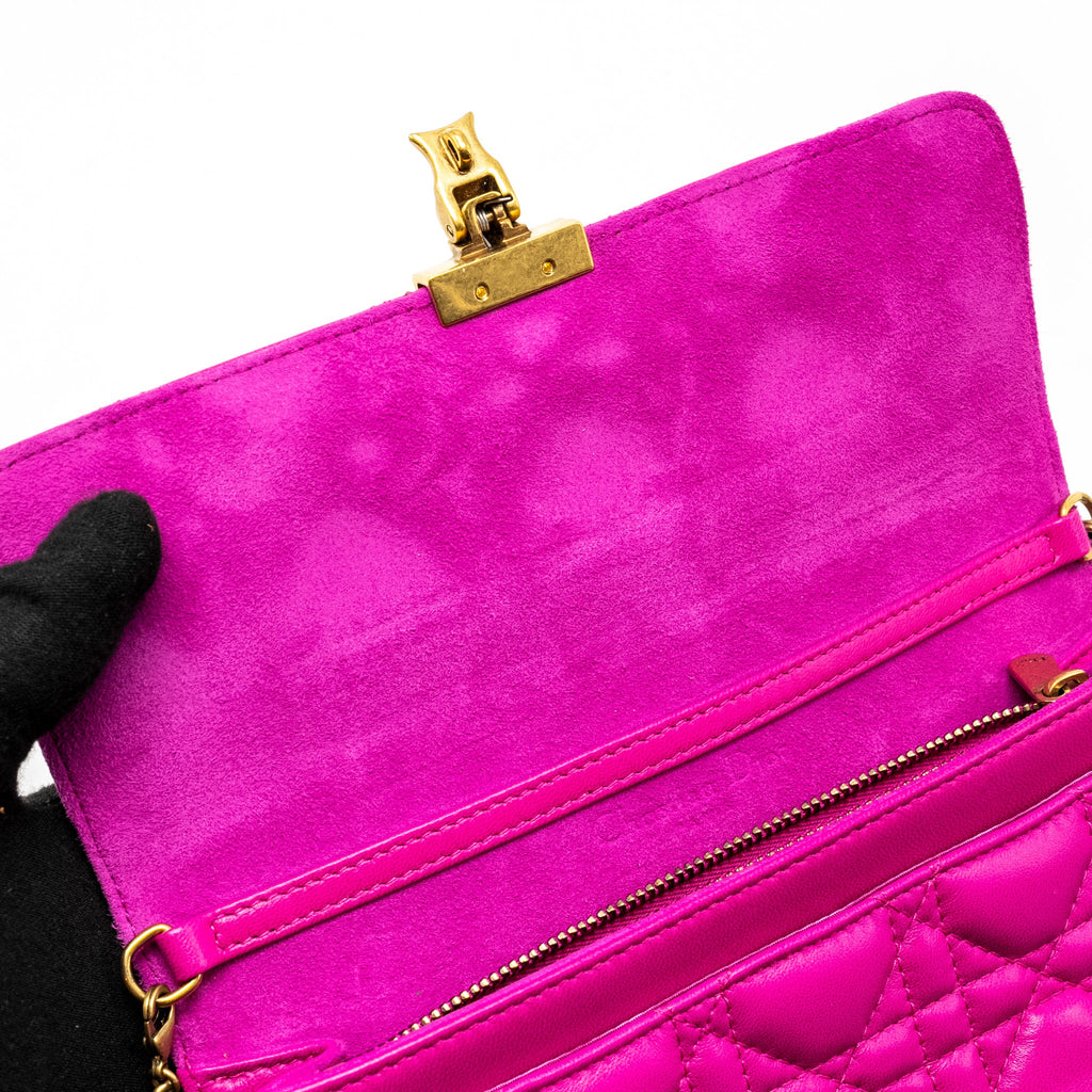 DIOR DIORADDICT WALLET ON CHAIN LAMBSKIN PINK GHW