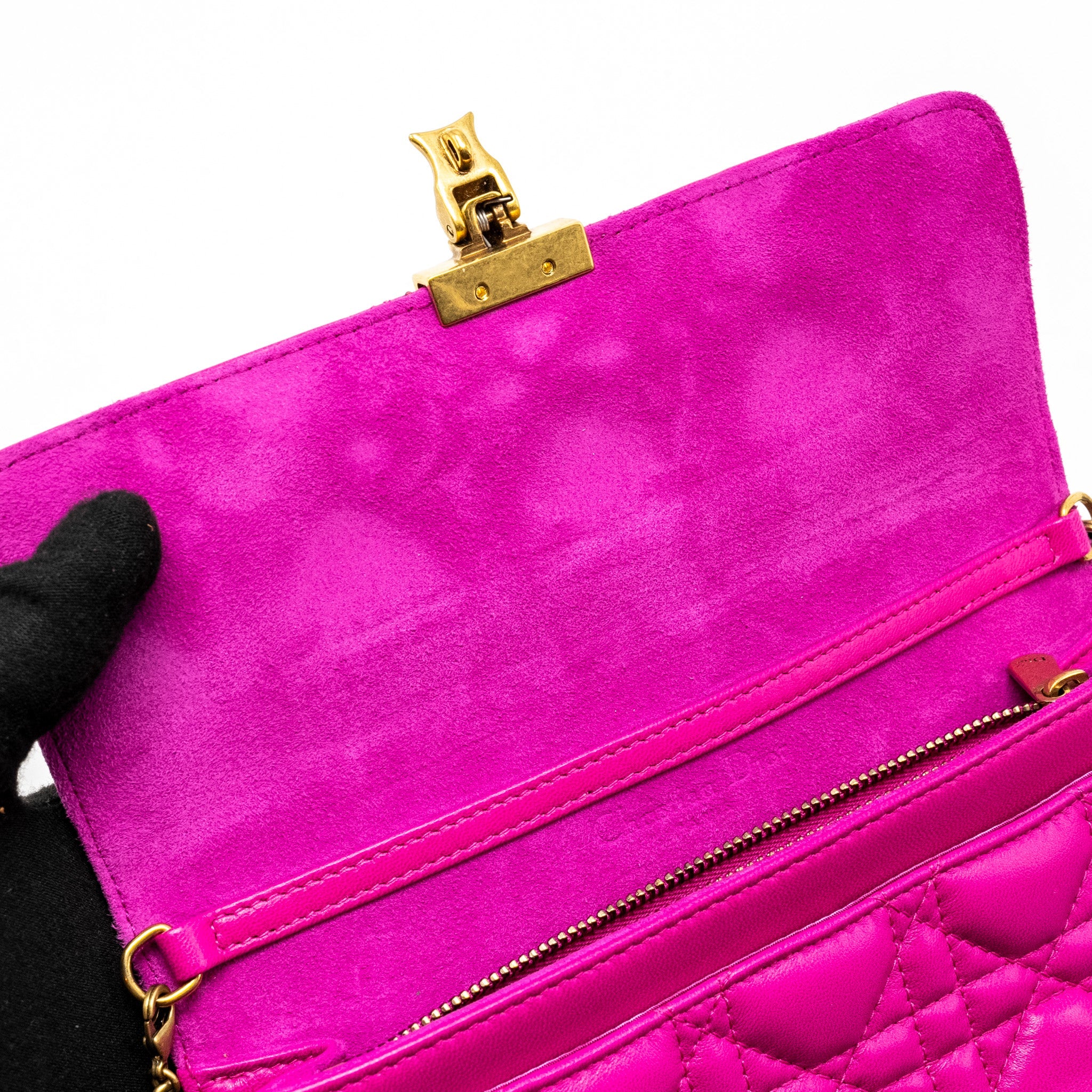 DIOR DIORADDICT WALLET ON CHAIN LAMBSKIN PINK GHW