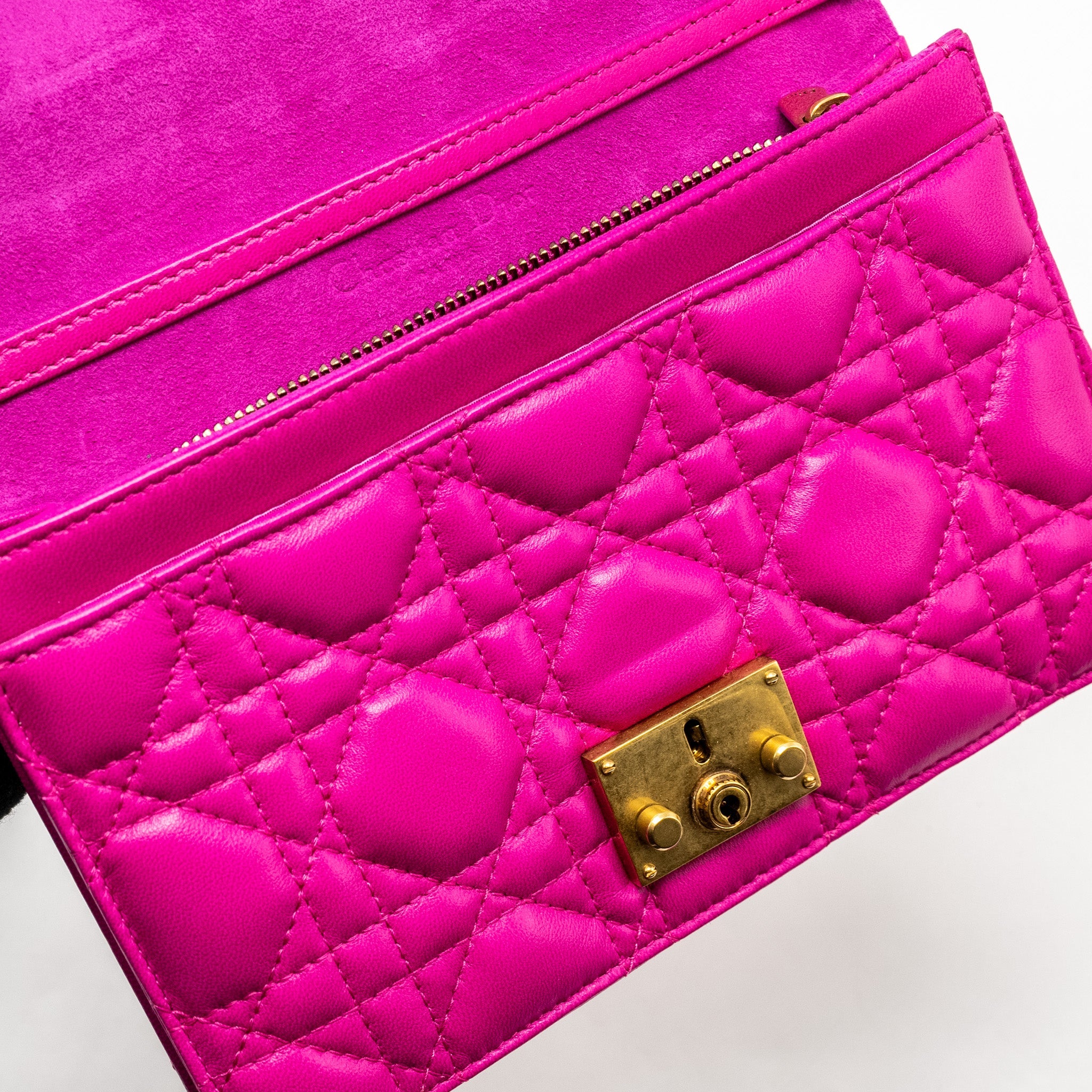 DIOR DIORADDICT WALLET ON CHAIN LAMBSKIN PINK GHW