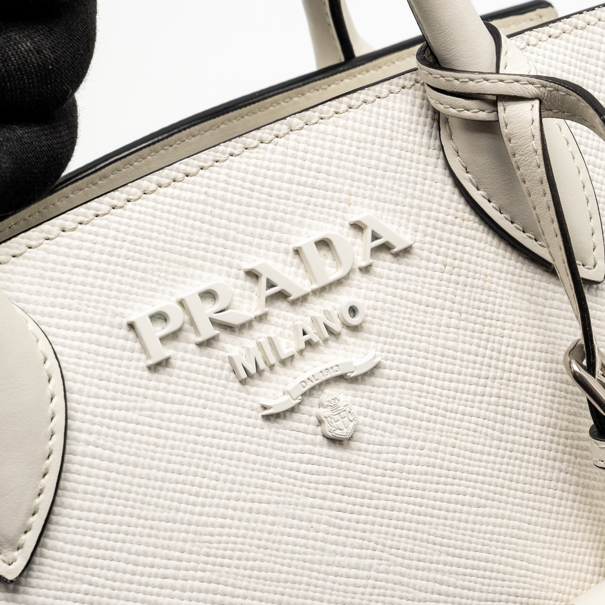 PRADA SAFFIANO MONOCHROME BAG WHITE SHW
