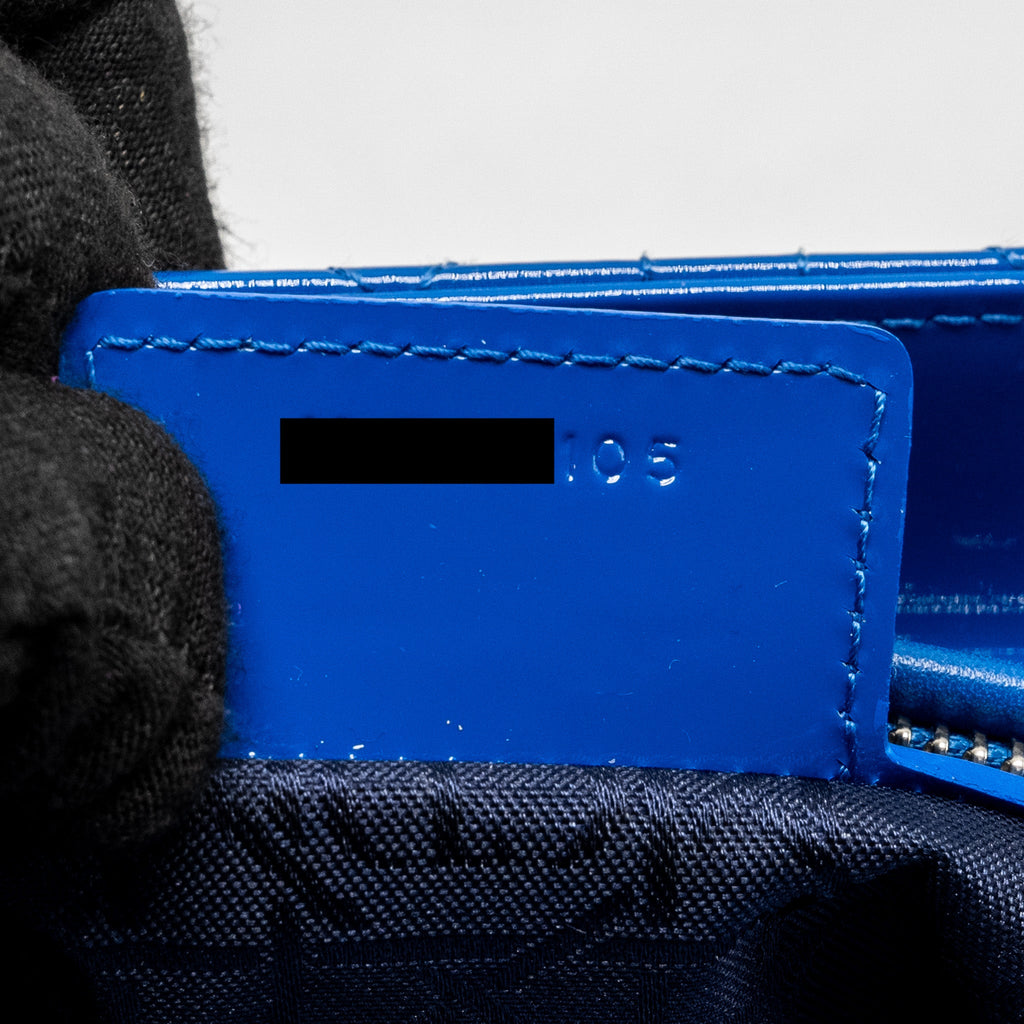 DIOR MEDIUM LADY DIOR PATENT BLUE SHW