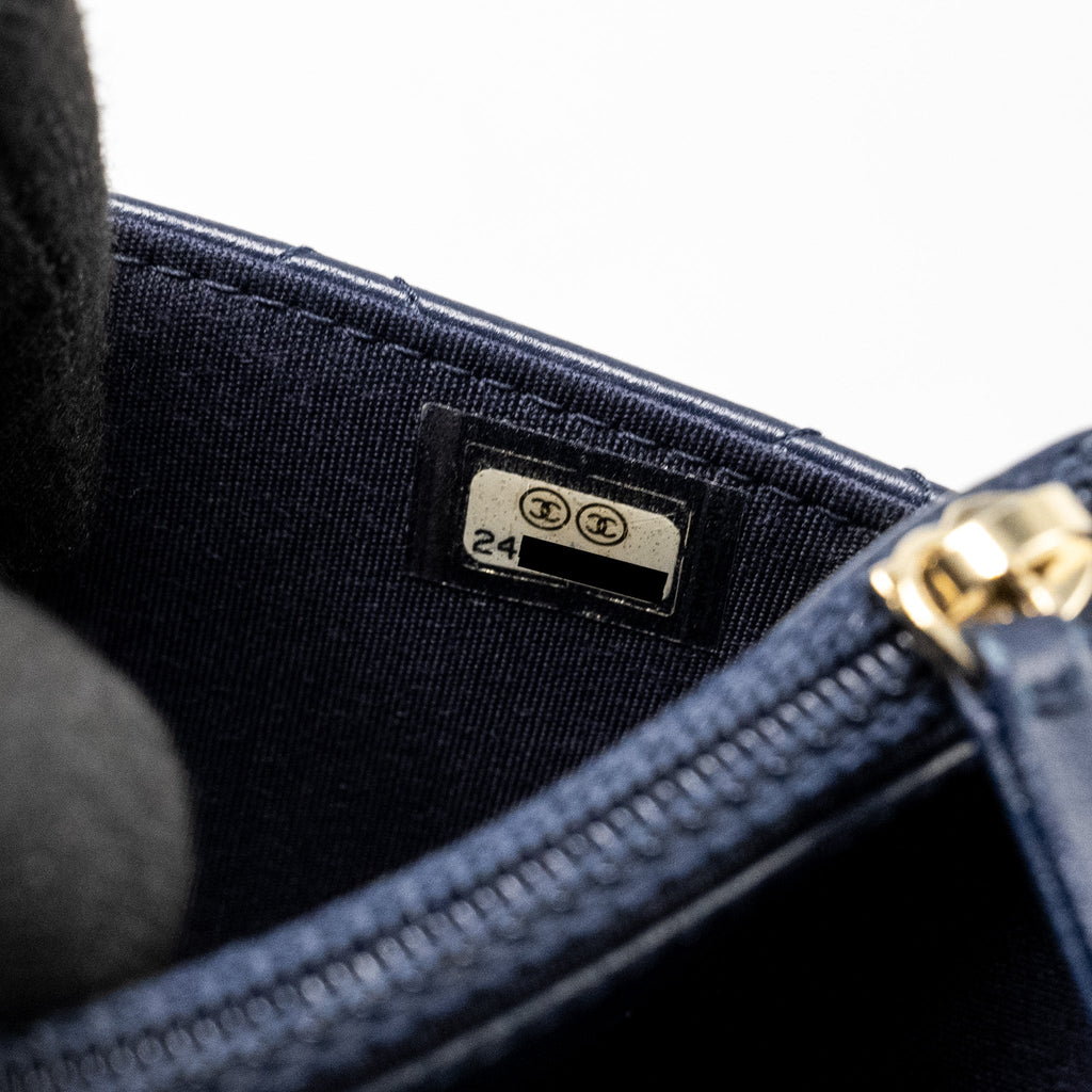 CHANEL TRENDY CC WALLET ON CHAIN LAMBSKIN NAVY LGHW