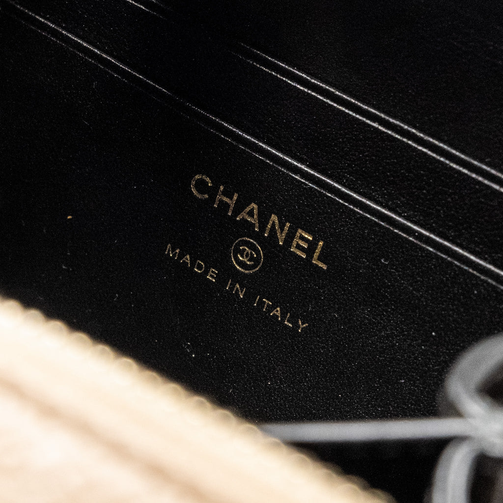 CHANEL MINI FILIGREE VANITY CLUTCH CAVIAR BEIGE / BLACK GHW