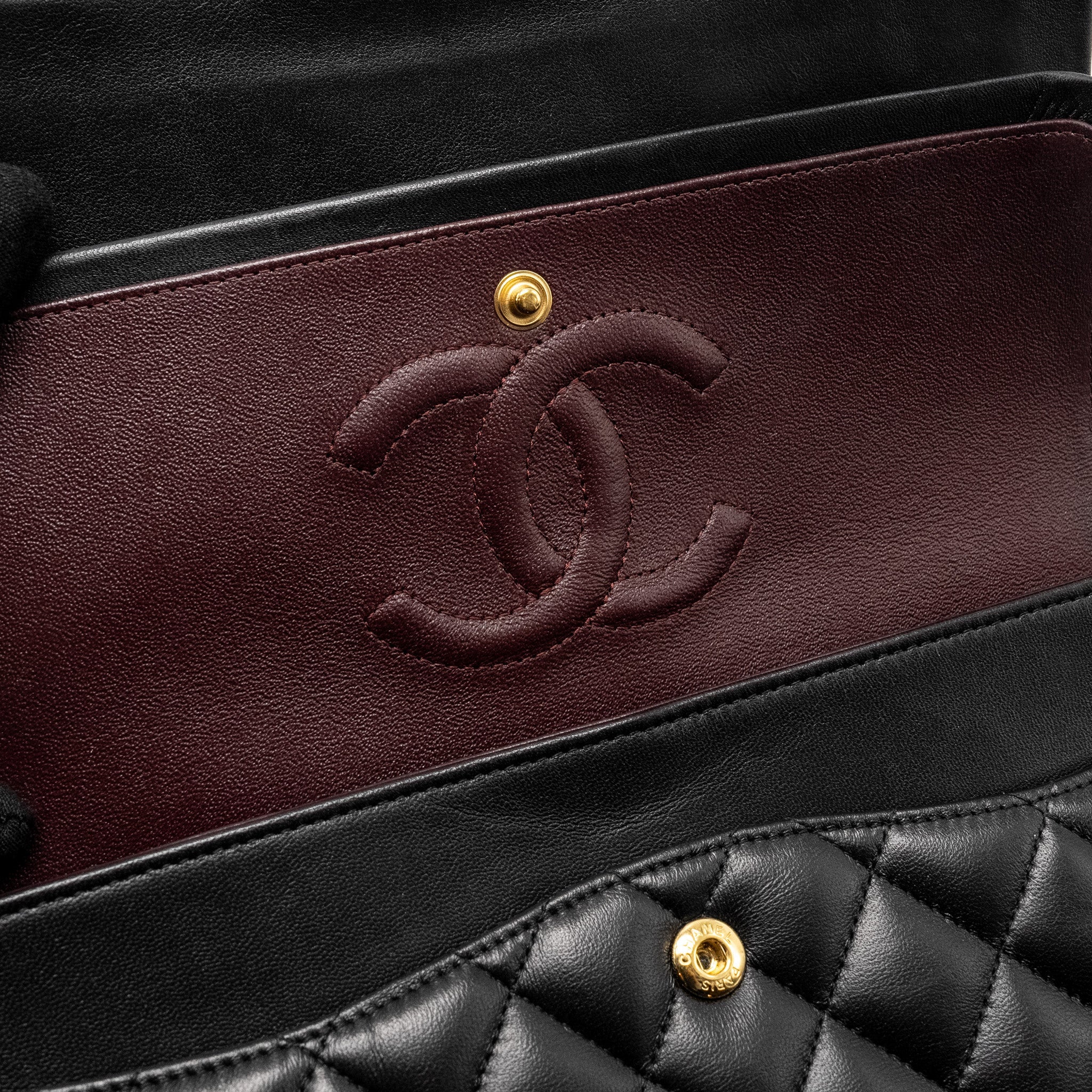 CHANEL MEDIUM CLASSIC DOUBLE  FLAP BAG LAMBSKIN BLACK GHW
