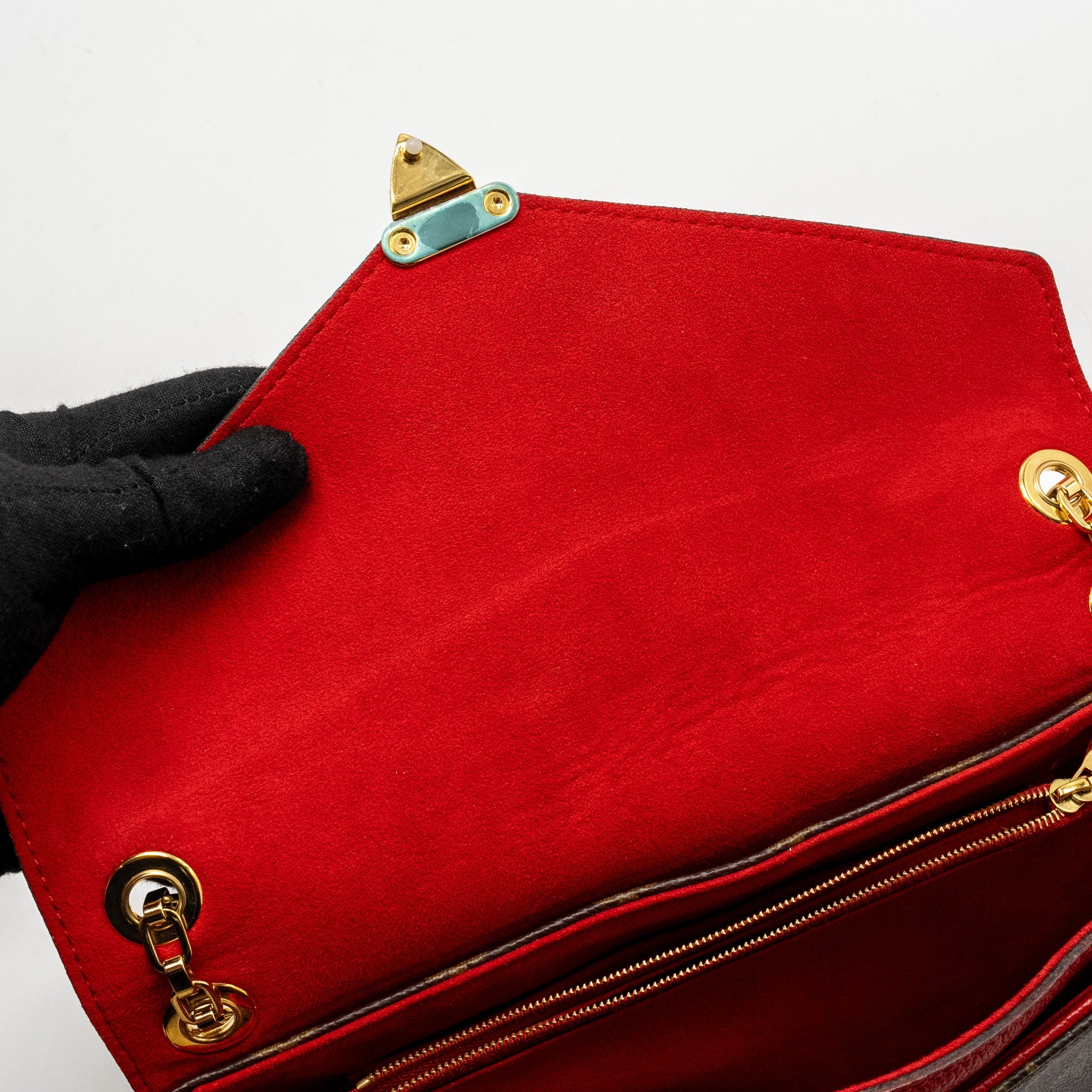 LOUIS VUITTON PALLAS CHAIN BAG MONOGRAM CANVAS/LEATHER RED GHW