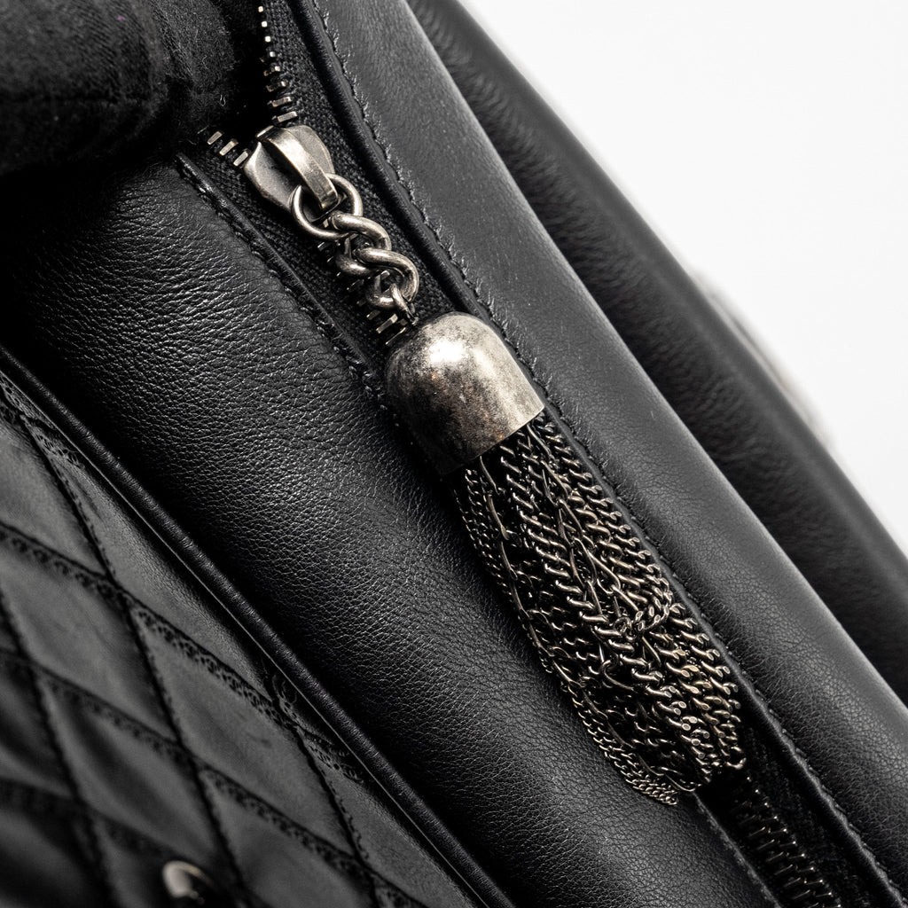 CHANEL PARIS-EDINBURGH COCO SPORRAN FLAP BAG CALFSKIN BLACK RUTHENIUM HARDWARE