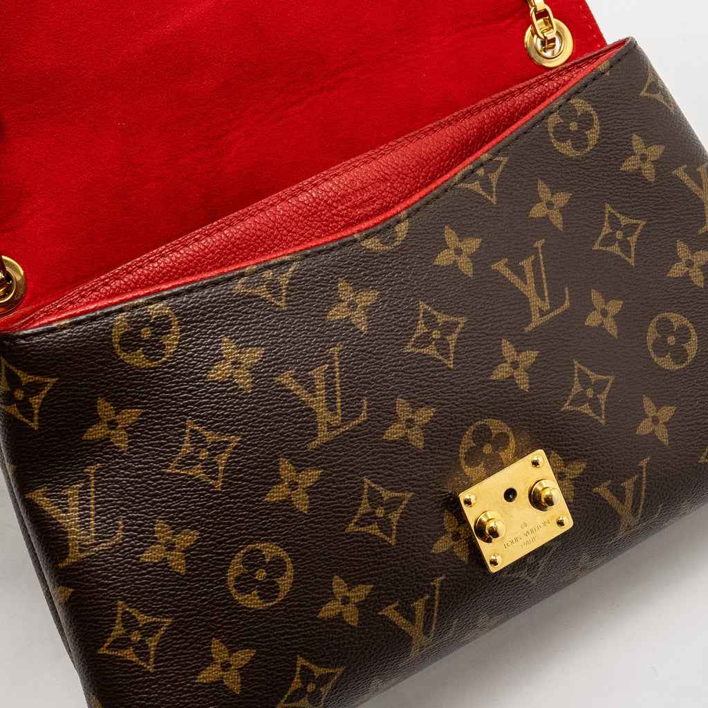 LOUIS VUITTON PALLAS CHAIN BAG MONOGRAM CANVAS/LEATHER RED GHW