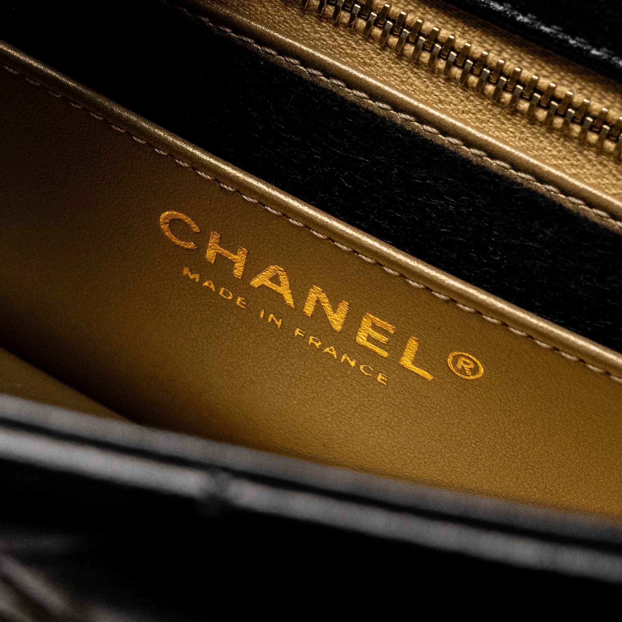 CHANEL 24K PEARL CRUSH MINI RECTANGULAR FLAP BAG SHINY LAMBSKIN BLACK GHW (MICROCHIP)