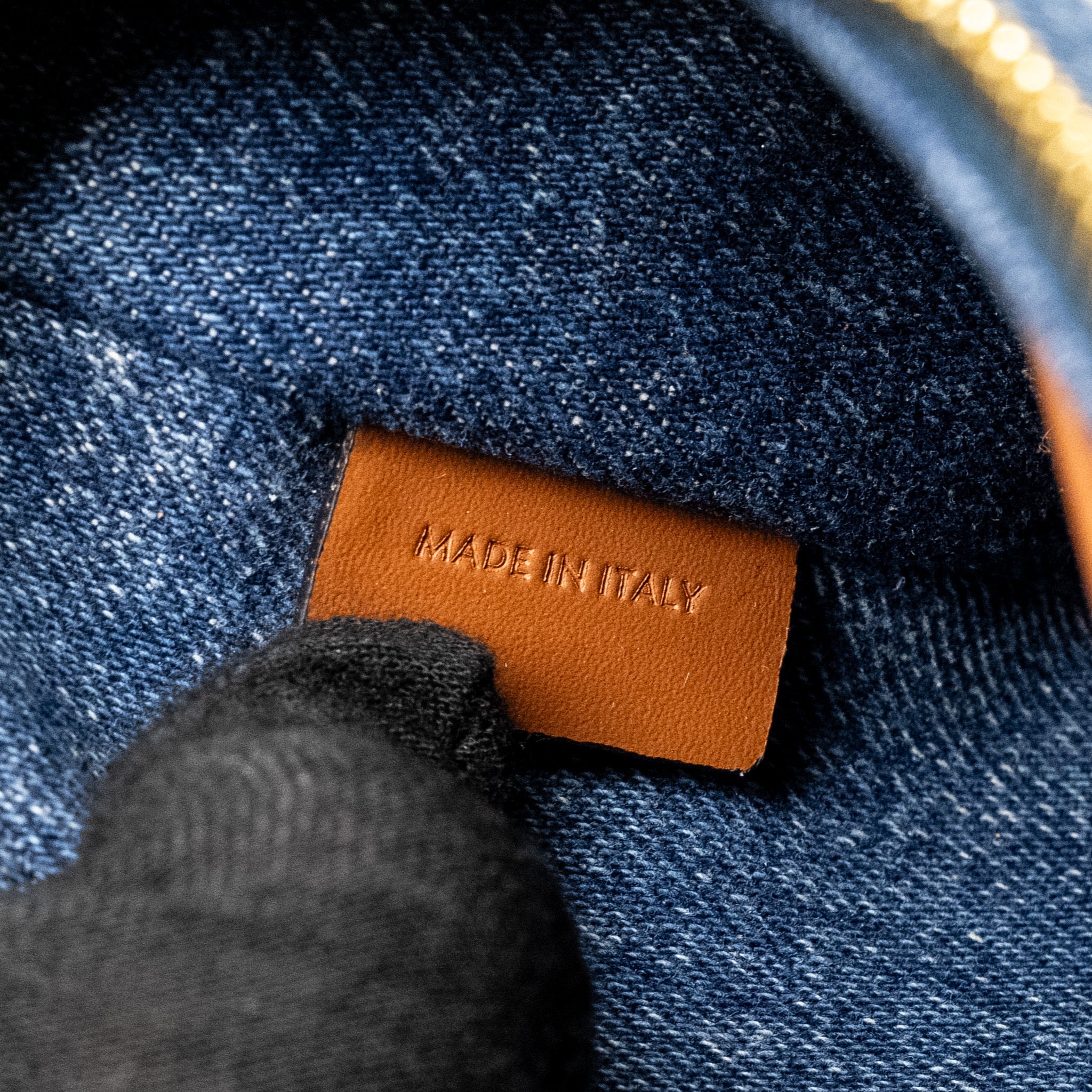 CELINE MEDIUM AVA BAG WITH TRIOMPHE DENIM NAVY/TAN GHW