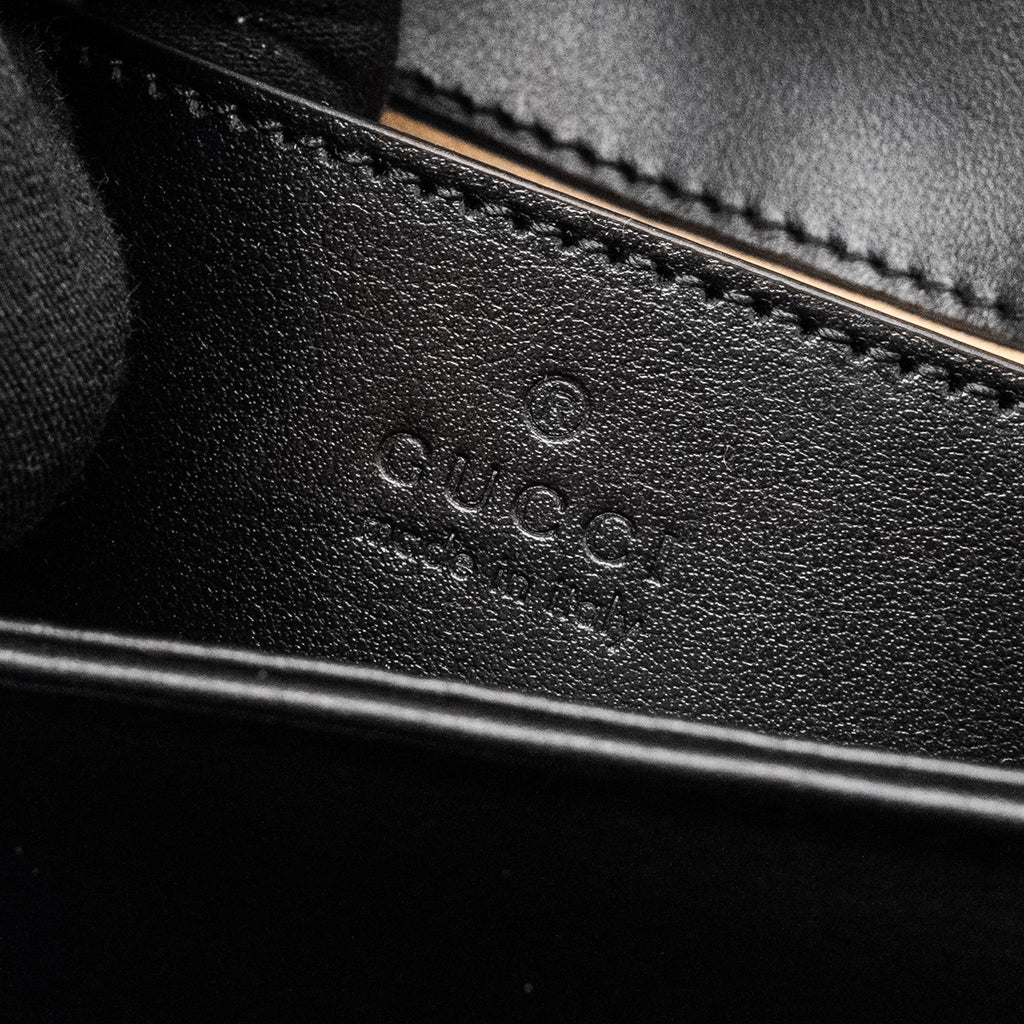 GUCCI MINI GG MARMONT SHOULDER BAG CALFSKIN BLACK GHW