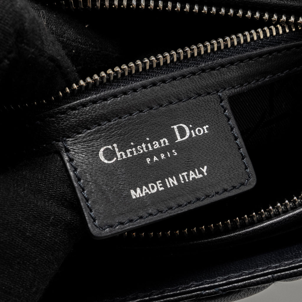 DIOR MEDIUM LADY DIOR LAMBSKIN DARK BLUE SHW