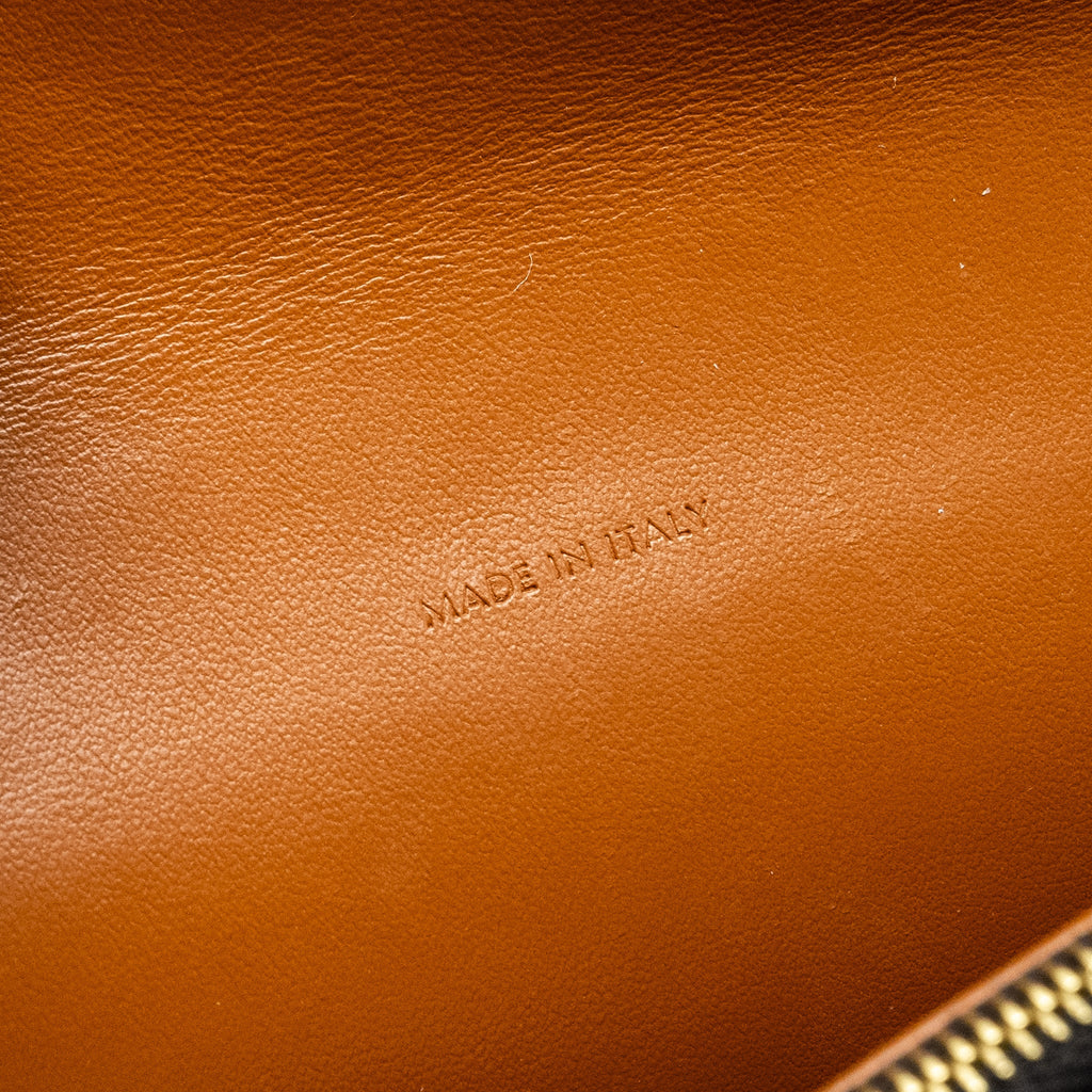 CELINE WALLET ON STRAP TRIOMPHE CANVAS /SMOOTH LAMBSKIN TAN GHW