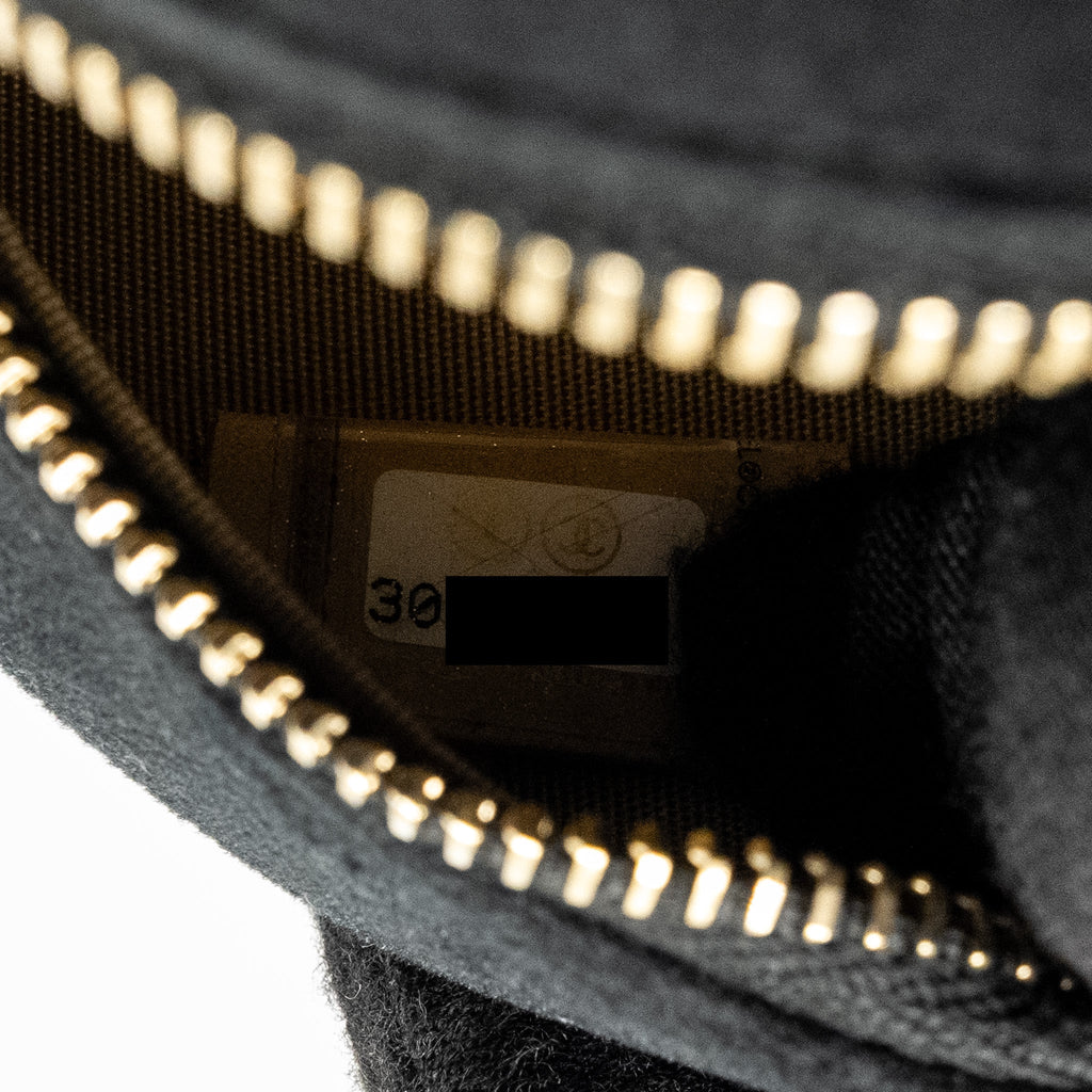 CHANEL PEARL CRUSH ROUND CLUTCH QUILTED VELVET BLACK LGHW