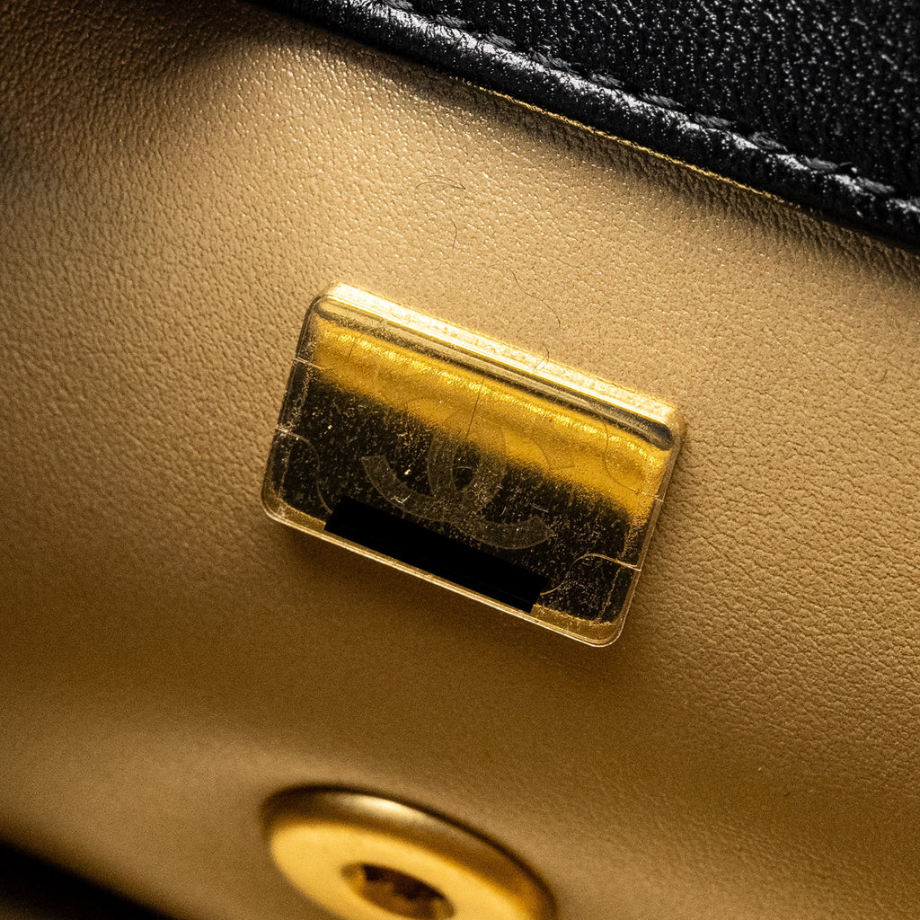 CHANEL 24K PEARL CRUSH MINI RECTANGULAR FLAP BAG SHINY LAMBSKIN BLACK GHW (MICROCHIP)