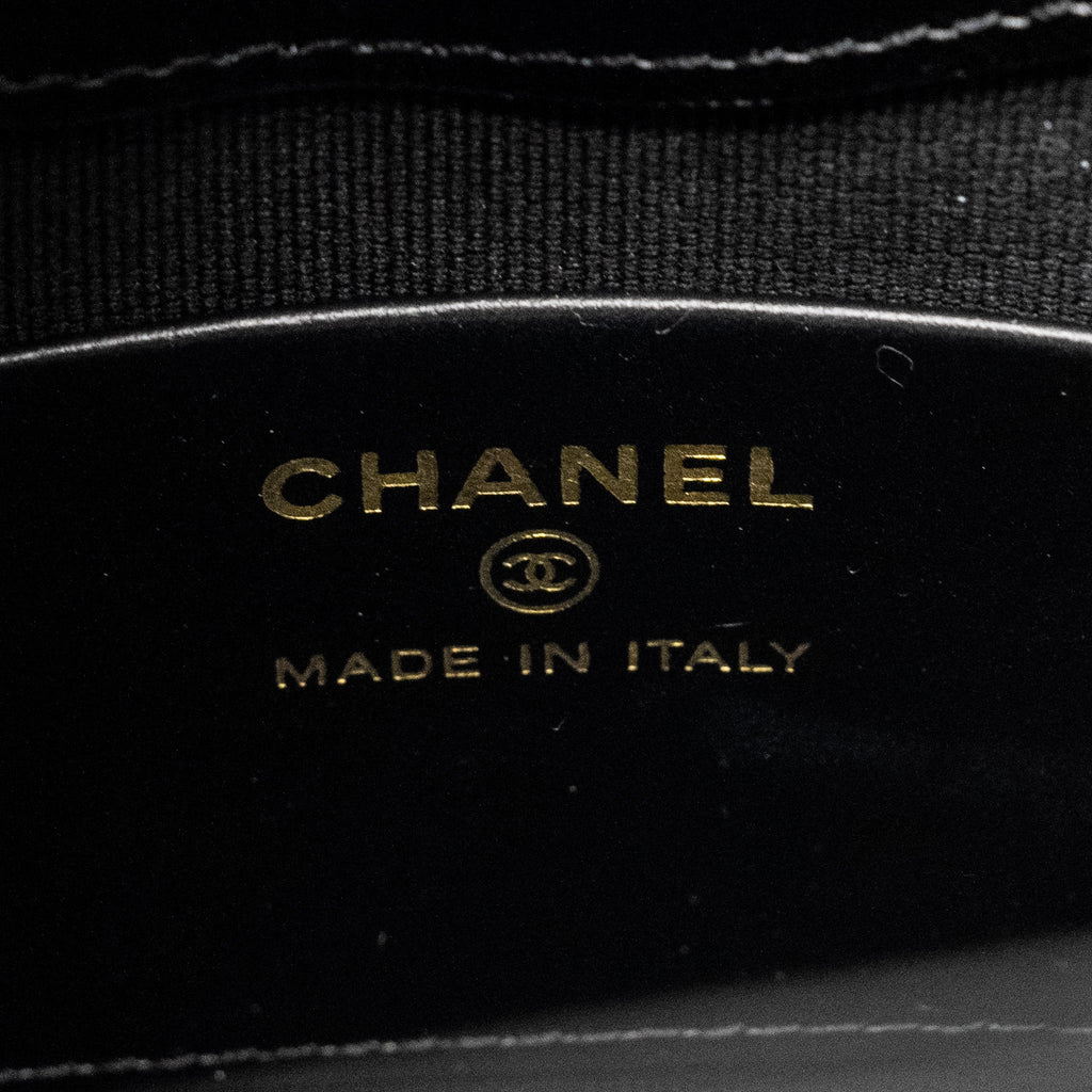 CHANEL MINI 31 CLUTCH WITH CHAIN SHINY LAMBSKIN BLACK LGHW (MICROCHIP)