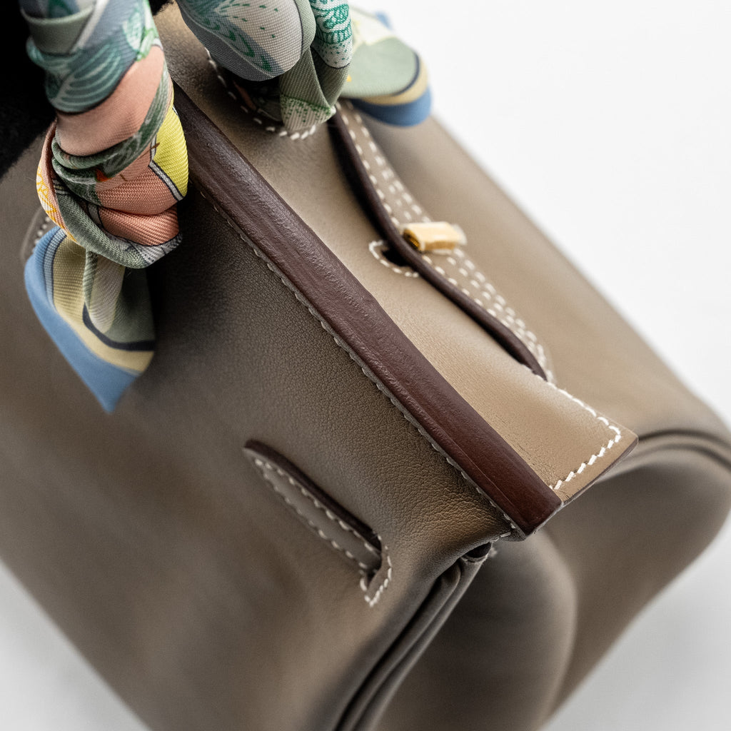 HERMES BIRKIN 25 SWIFT ETOUPE GHW