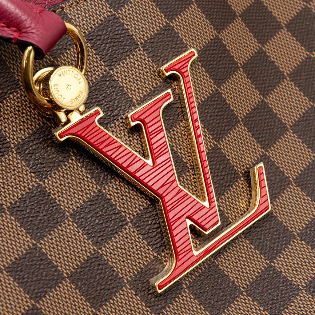 LOUIS VUITTON RIVERSIDE TOTE BAG DAMIER EBENE CANVAS RED/BROWN GHW