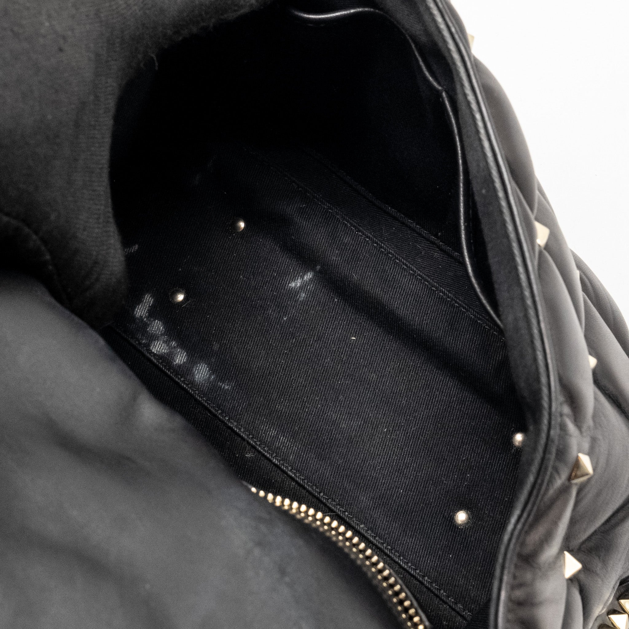 VALENTINO TOP HANDLE QUILTED CANDYSTUD FLAP BAG LAMBSKIN BLACK LGHW