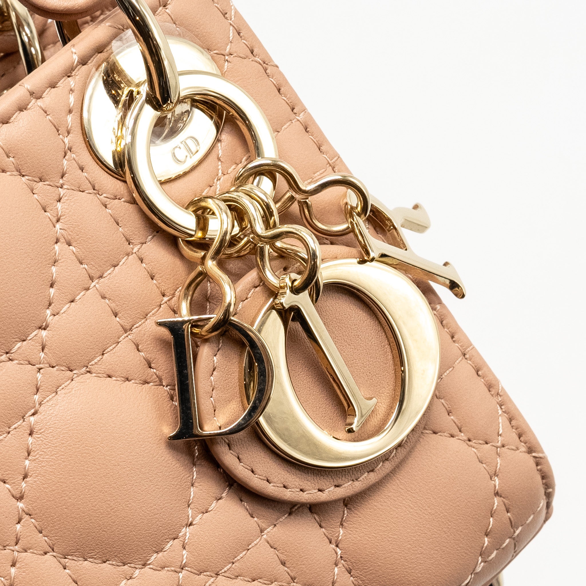 DIOR LADY DIOR MICRO BAG CANNAGE LAMBSKIN ROSE DES VENTS LGHW