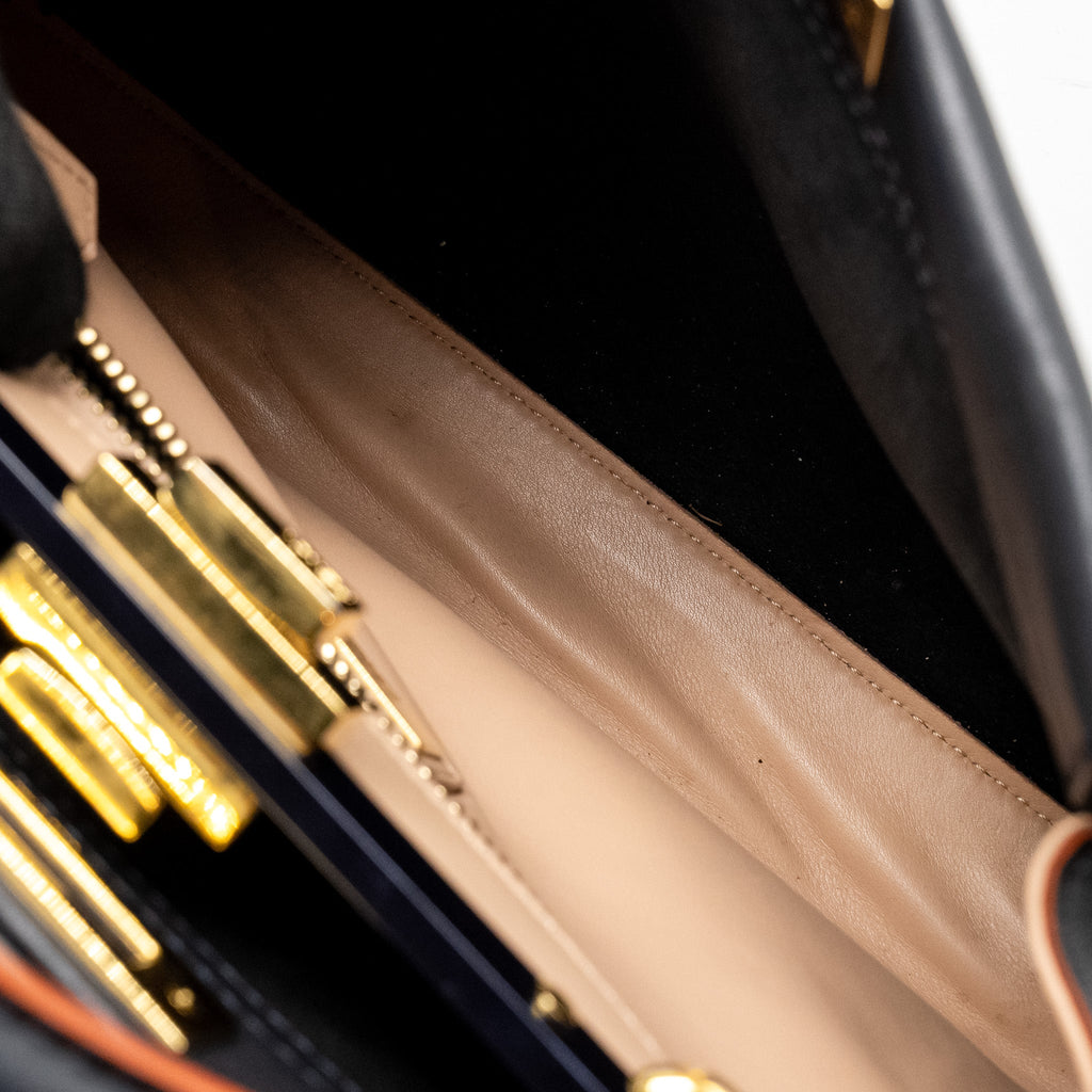 FENDI MEDIUM PEEKABOO CALFSKIN DARK BLUE/RED GHW