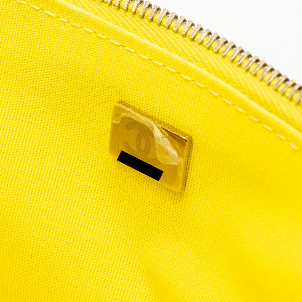 CHANEL CC VANITY CASE BAG CALFSKIN YELLOW GHW (MICROCHIP)