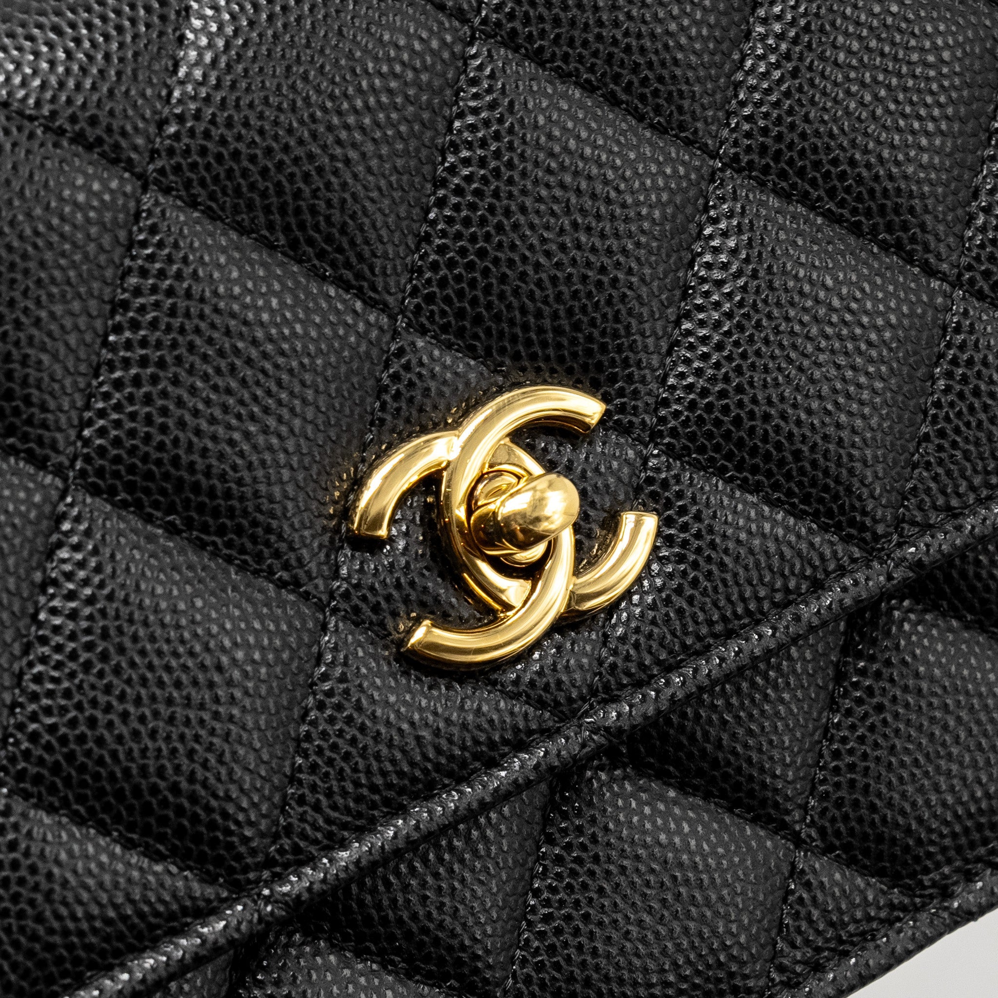 CHANEL 23S WALLET ON CHAIN WITH BAG CHARM CAVIAR BLACK GHW(MICROCHIP)