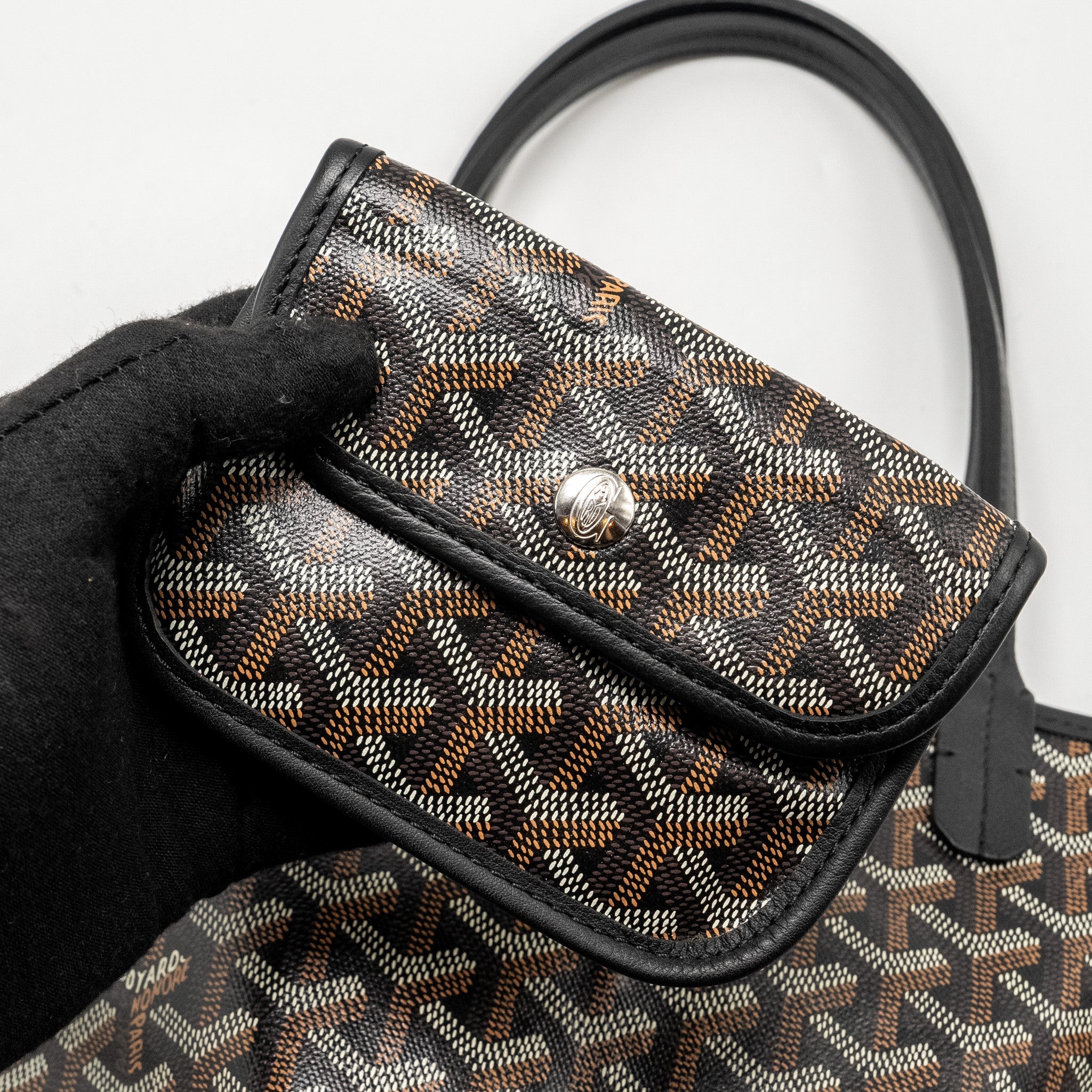 GOYARD MINI ANJOU TOTE GOYARDLINE CANVAS/ CALFSKIN BLACK SHW
