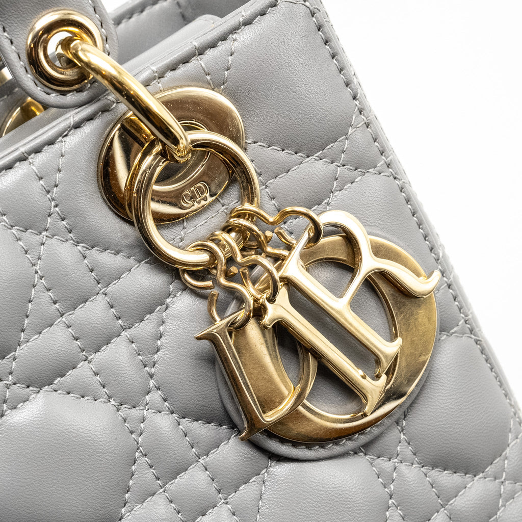 DIOR MY ABC SMALL LADY DIOR LAMBSKIN GREY LGHW